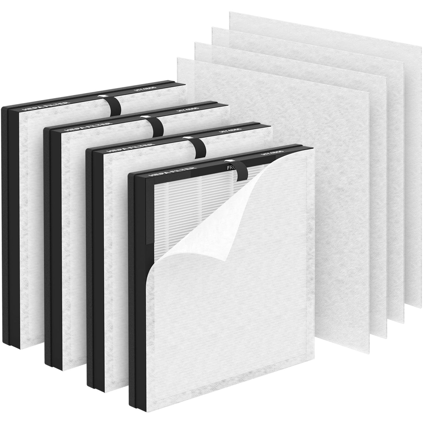 SAKEGDY HY4866 Replacement Filters, Compatible with MORENTO HY4866 Air Purifier, 4 Pack H13 True HEPA Filter+ Extra 4 Pack Pre-Filter. (Enhanced Version).