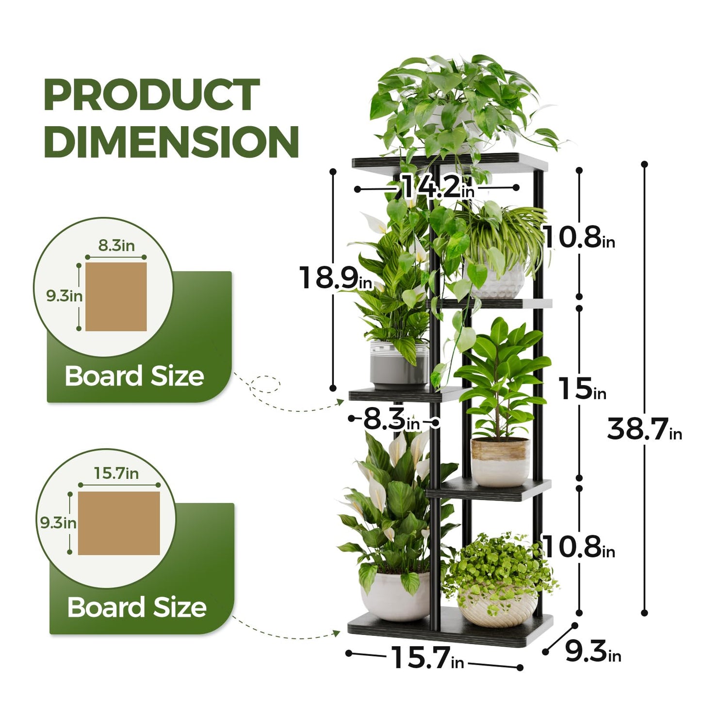 Bamworld Corner Plant Stand Indoor 5 Tier Metal Plant Shelf Black Plant Stands for Multiple Plants Small Plants Pots Flower Stand Pot Holder for Patio Garden Corner Balcony Living Room Narrow