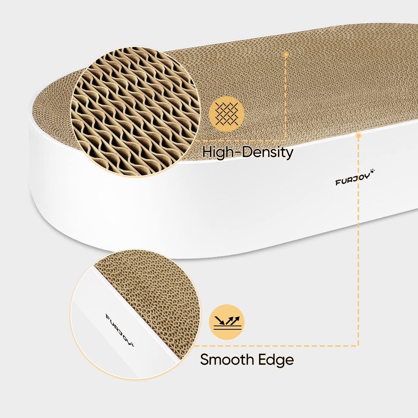 Cat Scratcher, 63x 35 x 10cm Oval Corrugated Cardboard Scratch Pad, Round Cat Scratching Lounge Bed Sofa, Cat Scratcher Bowl with Organic Catnip [ Home Clean Design with Scratcher Box]