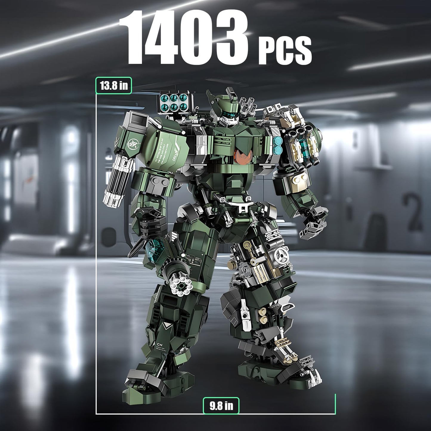 HIGH GODO Mech Building Blocks Set for Adults，Motorized Robot Model Building Kit with Multiple Weapons, Hard Core Industrial Style Collectible Gifts for Man Ages 14+ (1403 PCS)