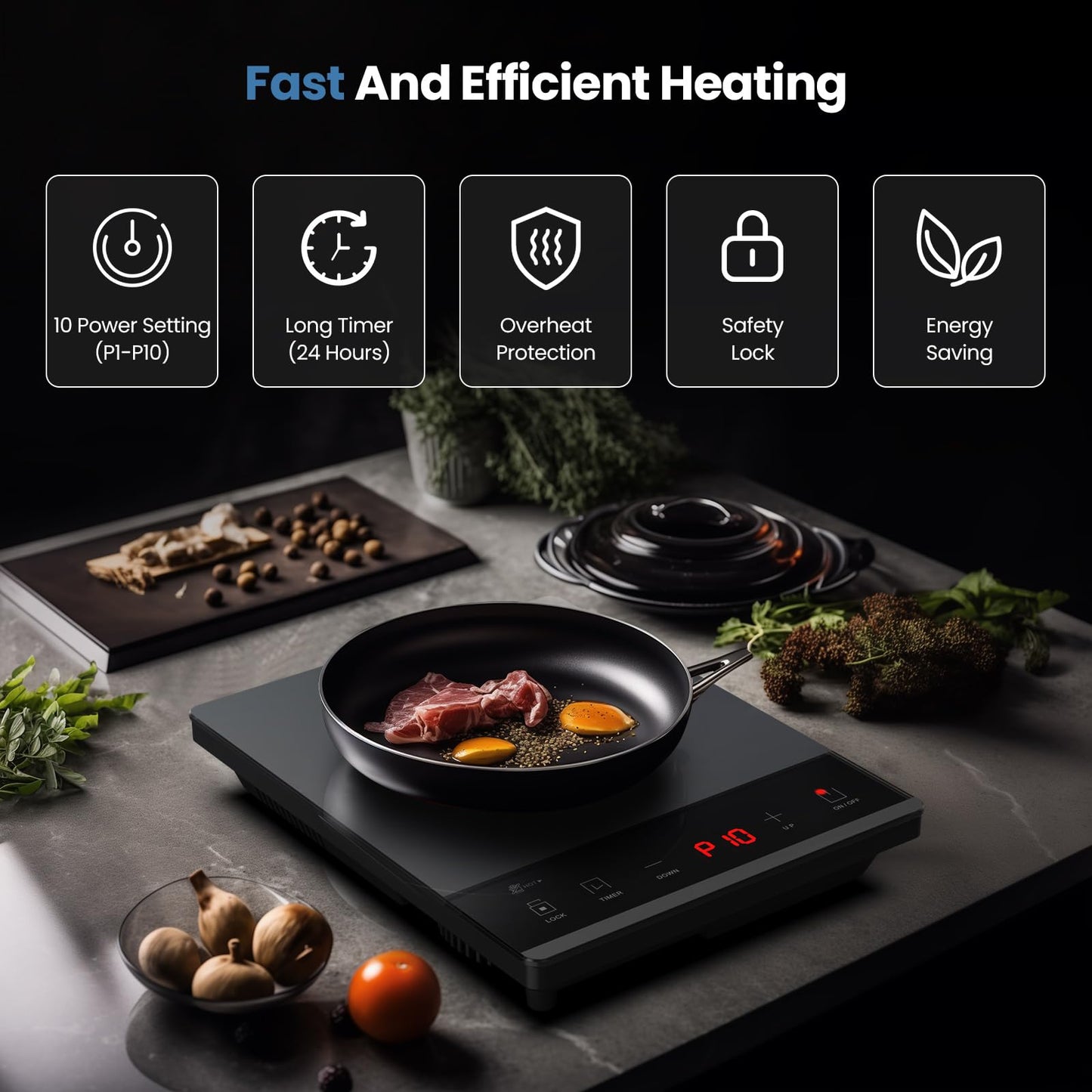 PAYISHO 1800W Hot plate Single Burner Portable Ceramic Cooktop For Cooking Ultra-Thin Stove Infrared Burner Cooker,24H Timer Child Safety Lock,Surface Compatible for All Cookware (Gray)