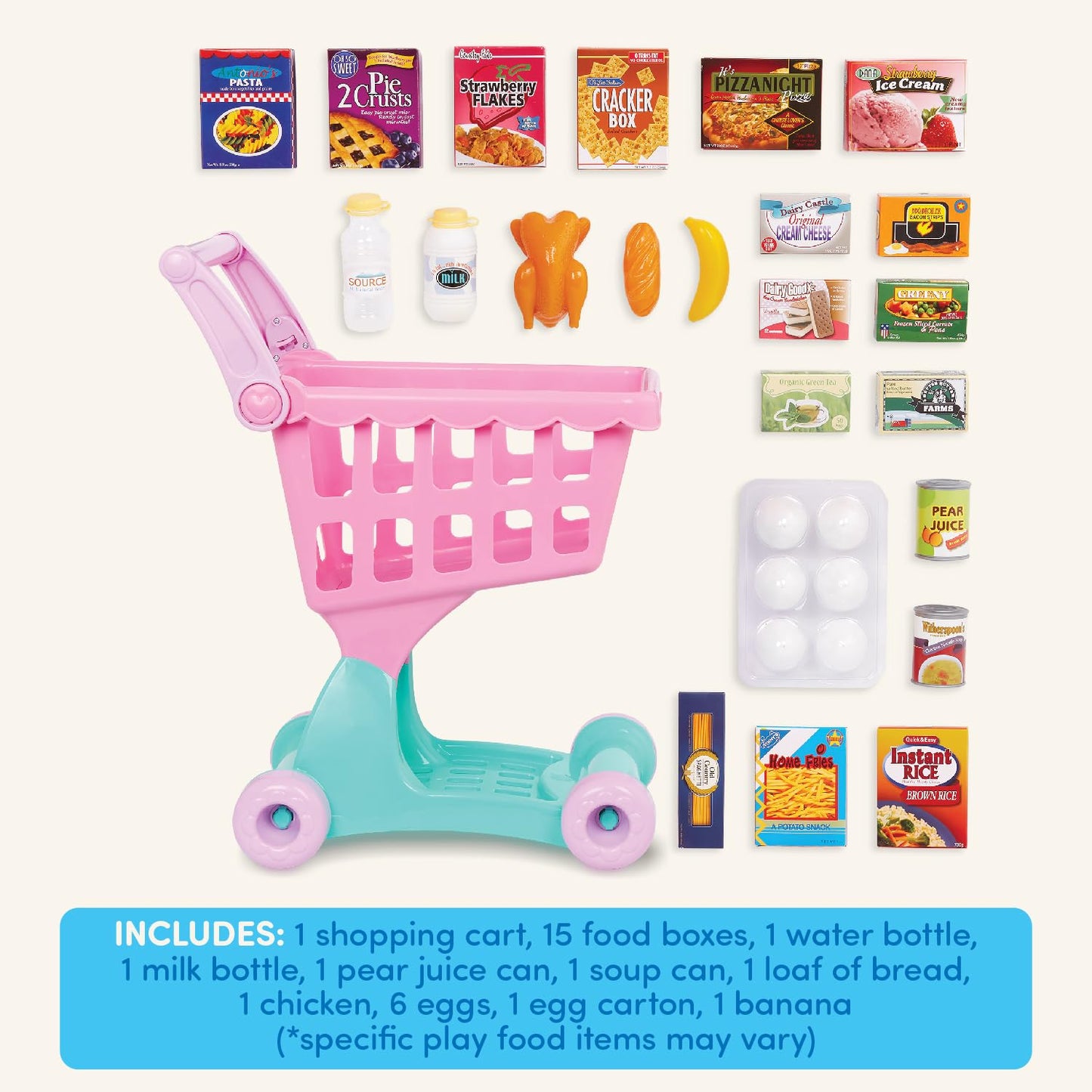 Battat – Play Circle – Shopping Cart – Toy Food – Play Kitchen For Toddlers – Pretend Play – Shopping Day Grocery Cart – 2+ Years