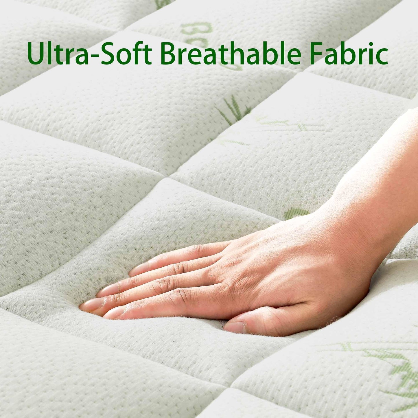 Queen Size Mattress Topper, Viscose Made from Bamboo, Ultra Soft Pillow Top Mattress Pad for Back Pain Relief, Naturally Cooling for Hot Sleepers, Green