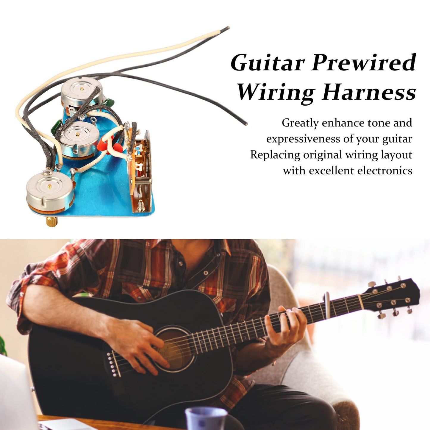Strat-Style Guitar Wiring Harness Prewired Upgrade – Guitar Wiring Harness Set Prewired, Quick Install, Enhanced Tone, Reliable Performance for Guitar Enthusiasts