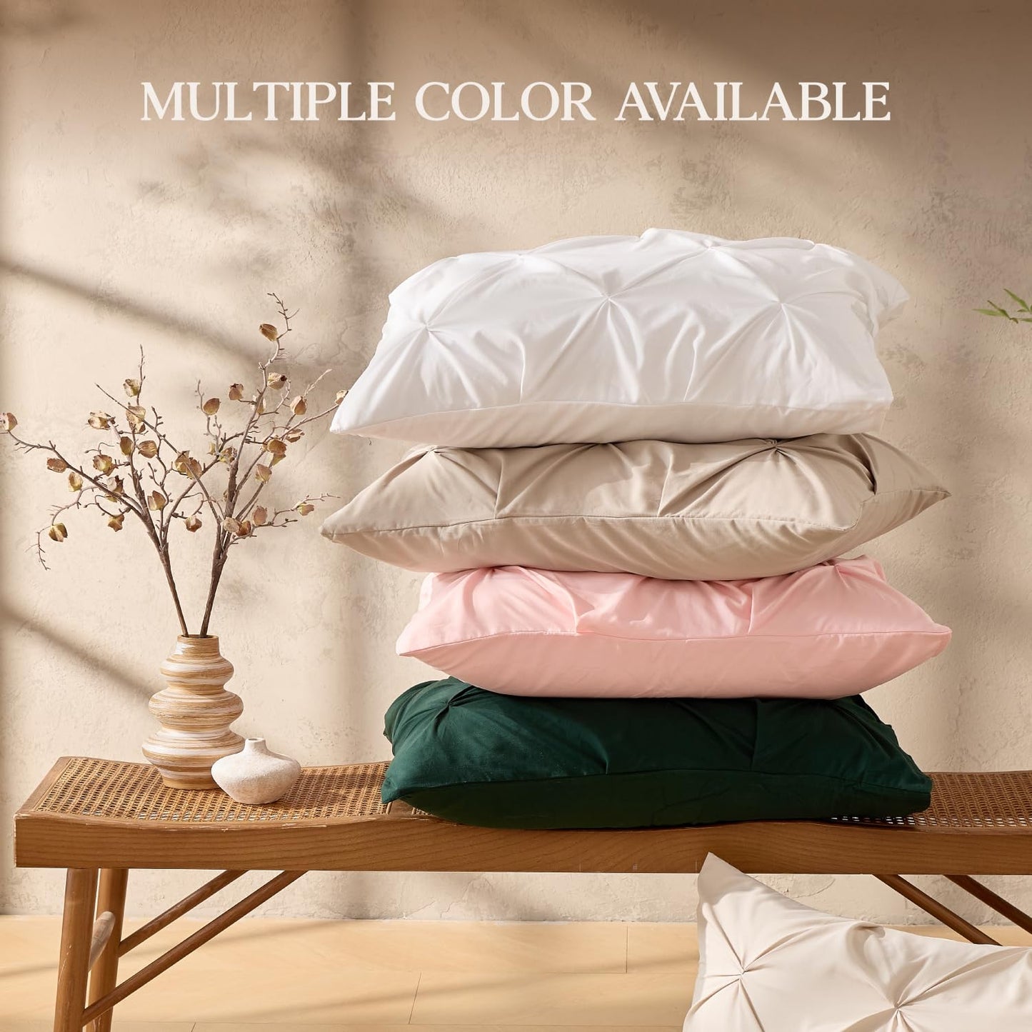 Andency Beige Comforter King (104x90Inch), 3 Pieces Pinch Pleat Lightweight Soft Comforter Set, All Season Pintuck Polyester Bedding Set