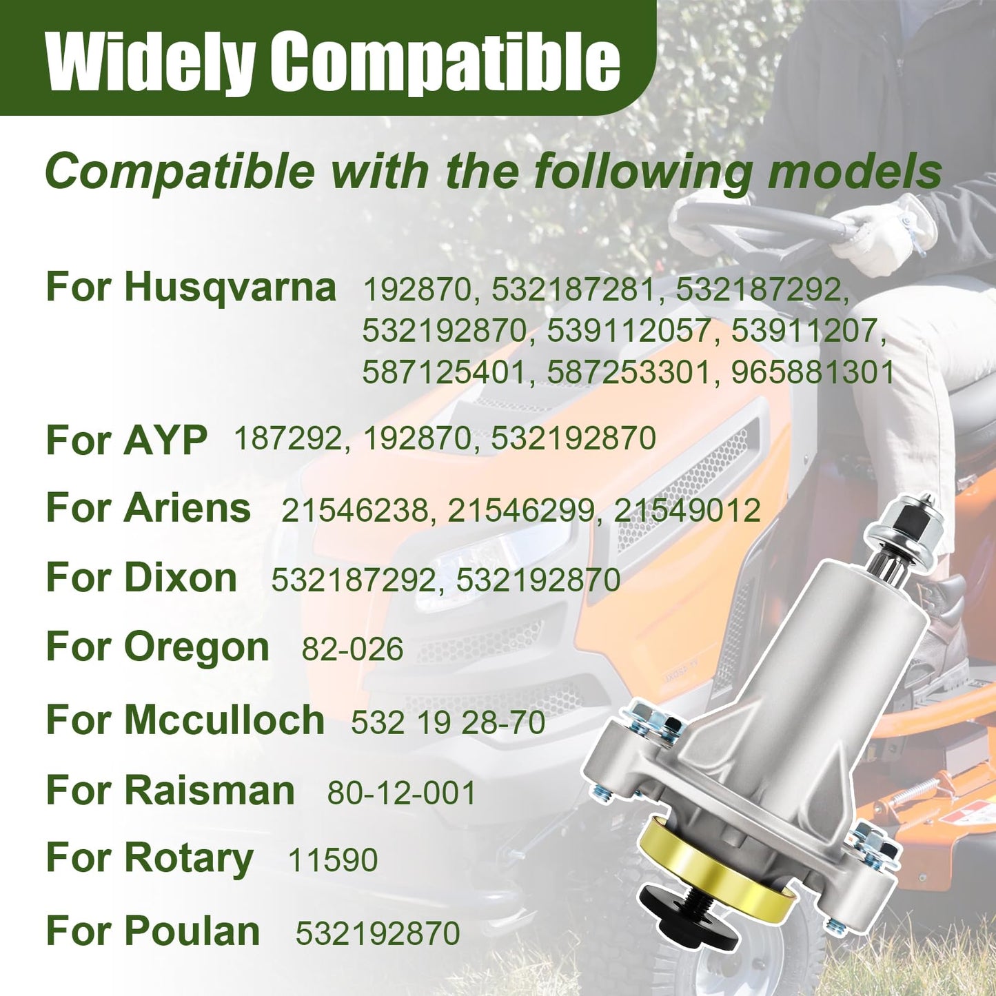 Upgrade 532187292, 187292,192870,567253301 Lawn Mower Deck Spindle Assembly for H-usqvarna, Crafts-Man, P-oulan 192870 532192870 532187281, 587819701, 587125401 Fits 42", 46", 48", 54" Decks by Podoy