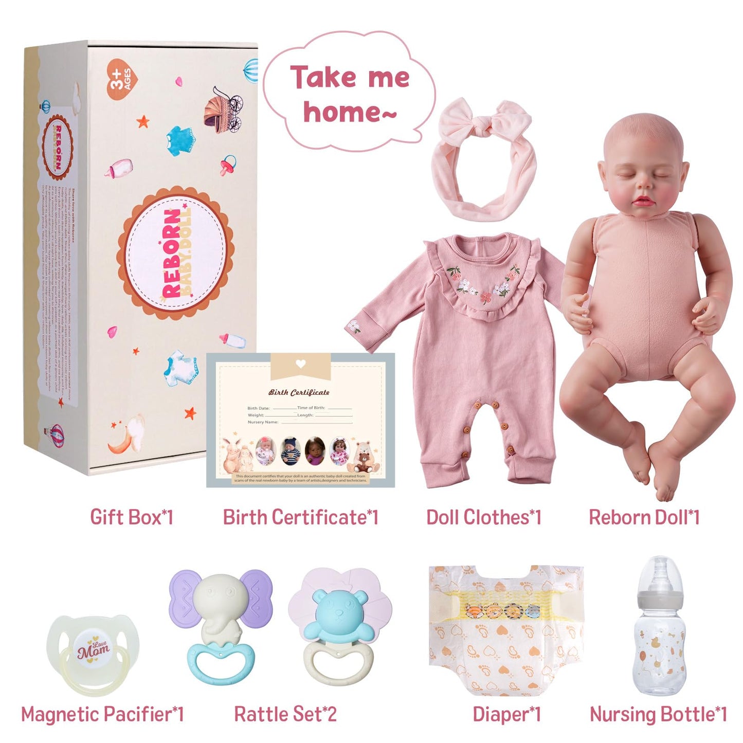 BABESIDE Lifelike Reborn Baby Dolls - 20 Inch Realistic Newborn Baby Doll Sleeping Real Life Baby Dolls Girls with Gift Box for Kids Age 3+