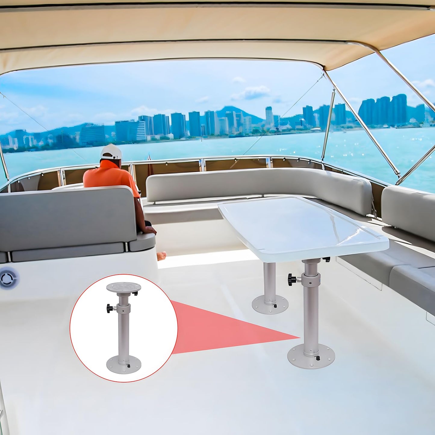 ASDJAKZP Table Pedestal Stand, Adjustable Table Pedestal Marine，Detachable Adjustable Aluminum Alloy RV Table Base Stand Leg Base Mount Frame 18-27.5inch 360° Rotatable