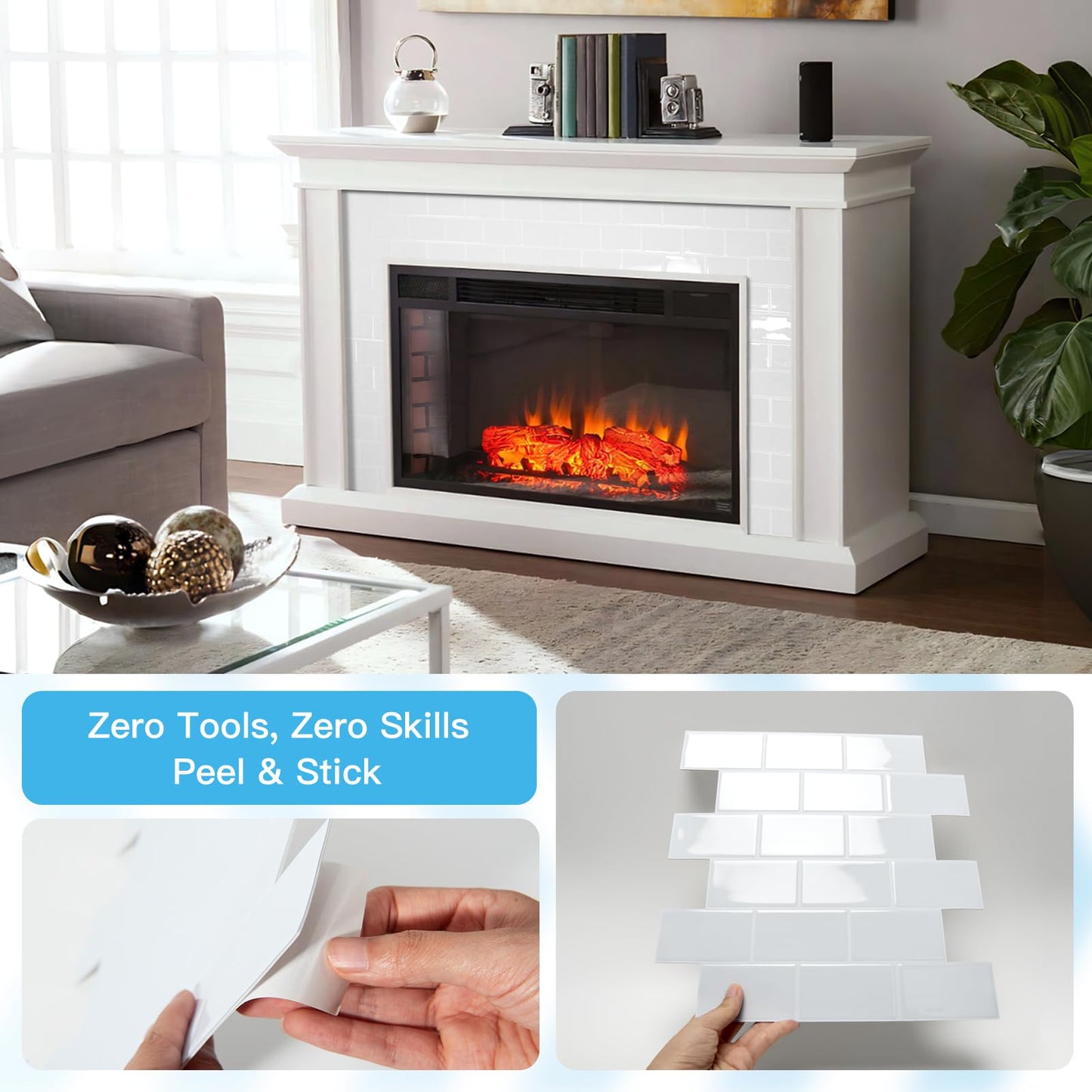 Art3d Peel and Stick Backsplash Tiles – 12"x12" White Washed Thicker Design, Self-Adhesive Wall Tile for Kitchen & Bathroom