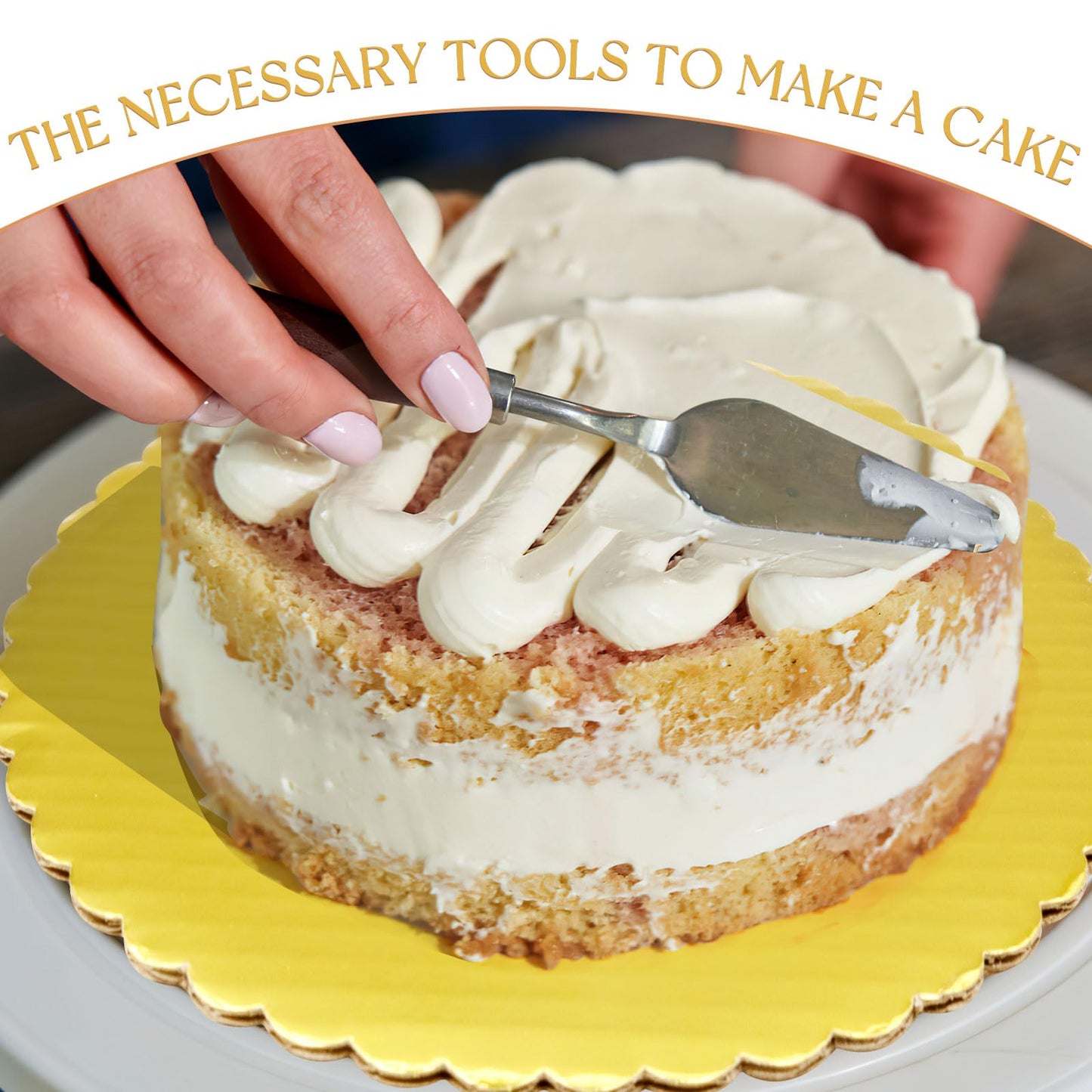 50 Pack Round Cake Boards, 10 Inch Gold Cardboard Cake Circles, Greaseproof Disposable Baking Plates Trays Rounds for Cakes Cupcakes Pie, Birthday, Wedding, Christmas, Bakery