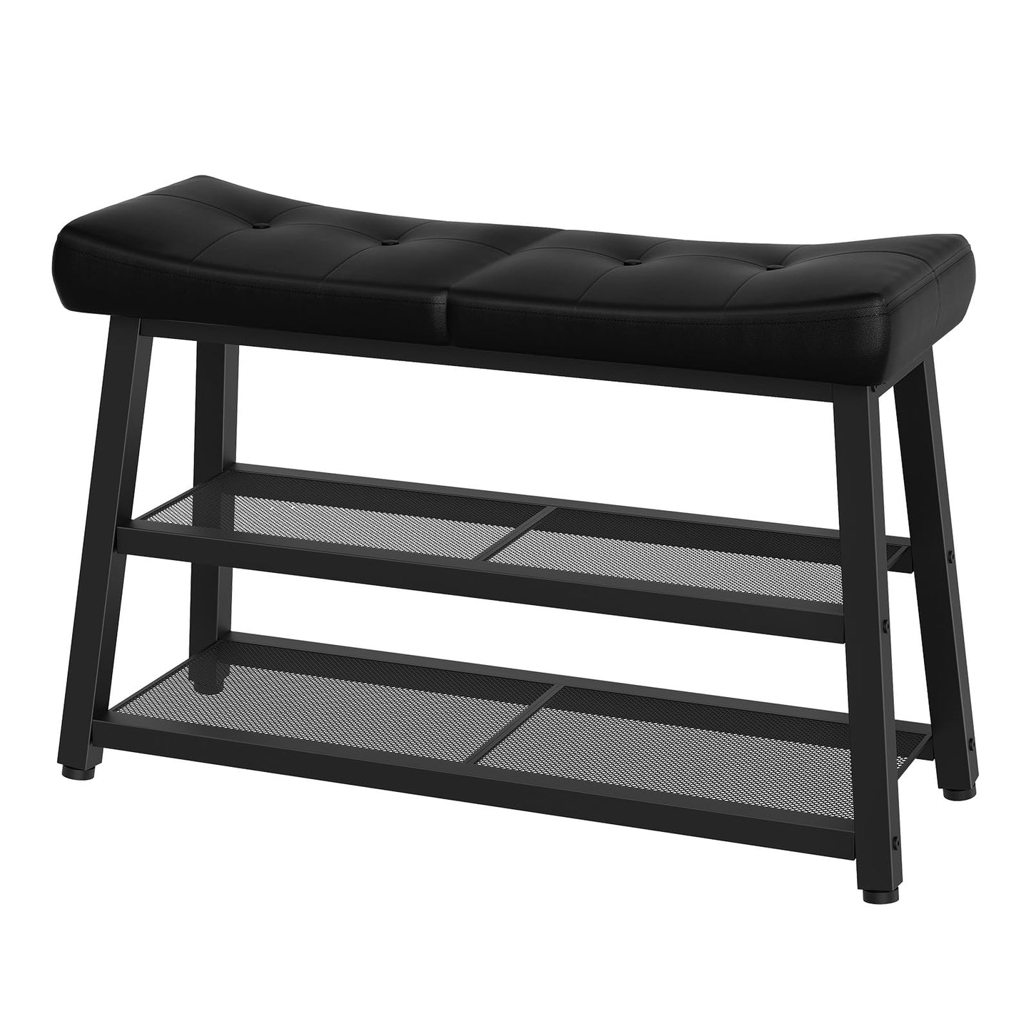 YATINEY Shoe Bench, 3-Tier Shoe Rack, Entryway Bench with Storage and Cushion, for Hallway, Foyer, Bedroom, Black HX02BB