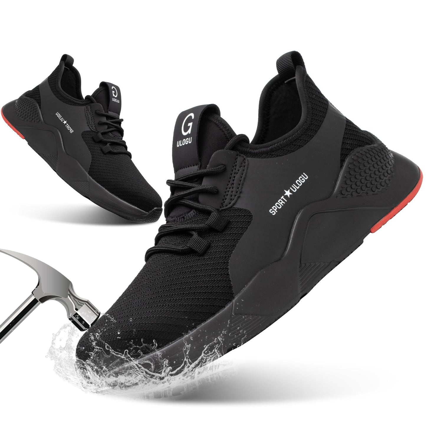 Ulogu Waterproof Steel Toe Shoes for Men Women Lightweight Safety Sneakers Comfortable Puncture Proof Indestructible Work Shoes