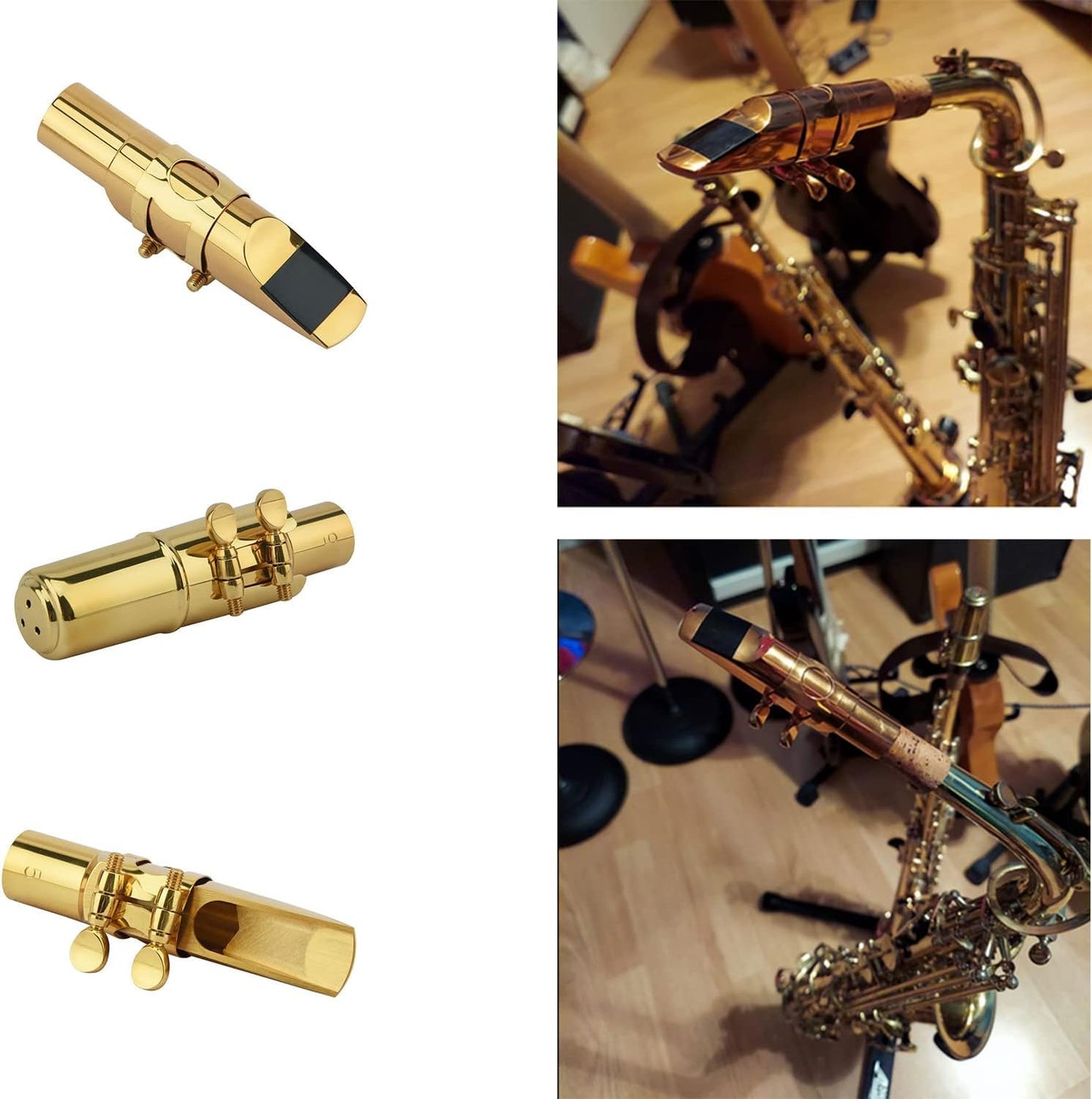 Alto Sax Saxophone Mouthpiece w/Cap & Ligatures, Brass Metal Eb Alto Sax Mouthpieces 5C for Saxophone Professionals and Beginners (5C)