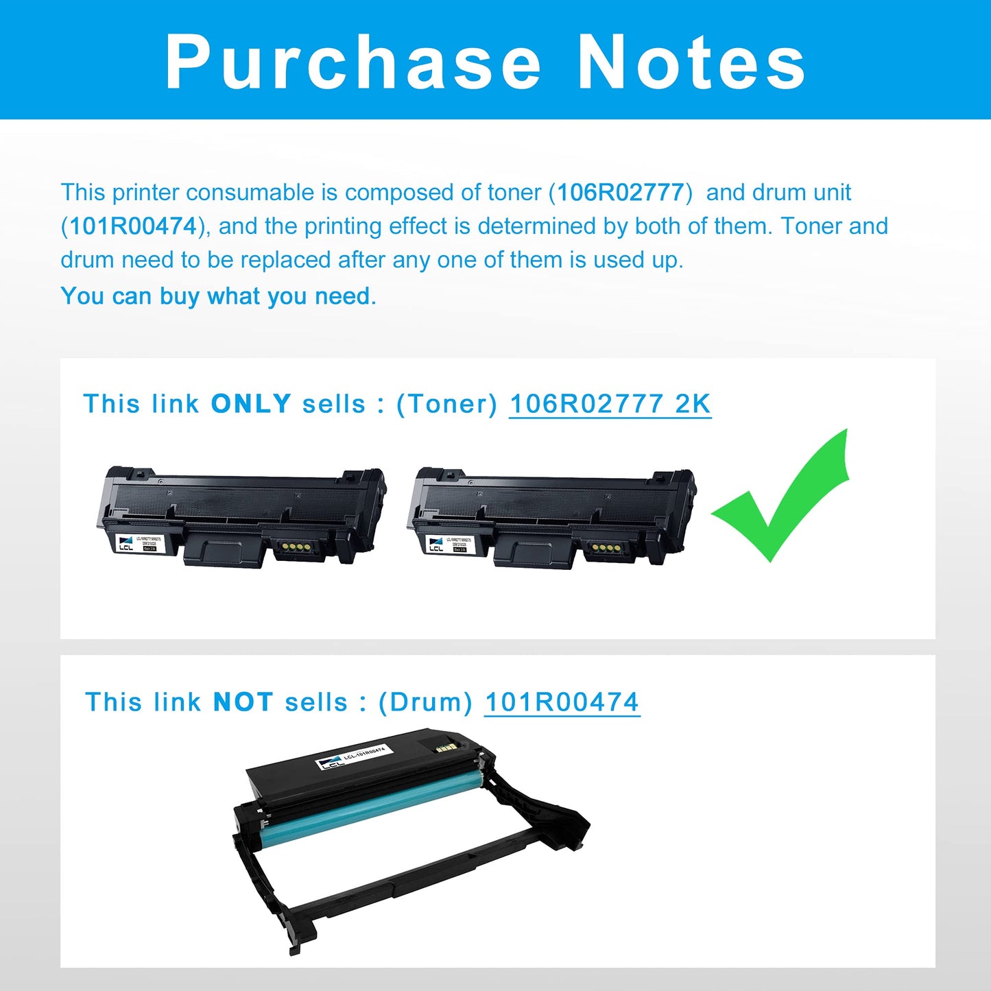 LCL Compatible Toner Cartridge for Xerox 106R02777 106R02775 Phaser 3260DI Phaser 3260DNI WorkCentre 3215NI WorkCentre 3225DNI (2-Pack,Black) for Xerox Phaser 3260DI 3260DNI 3260VI WorkCentre 3215