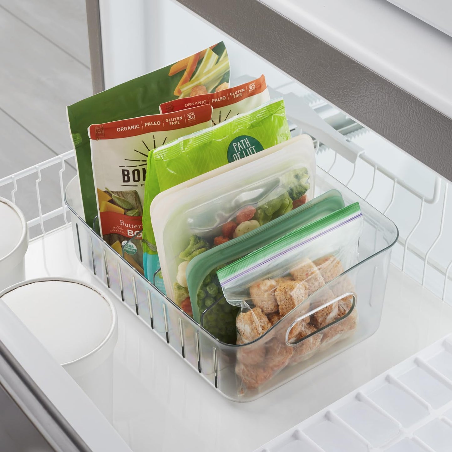 YouCopia FreezeUp Freezer Bin 12", BPA-Free Refrigerator Organizer Bin with Adjustable Divided Compartments for Fridge Organization and Storage