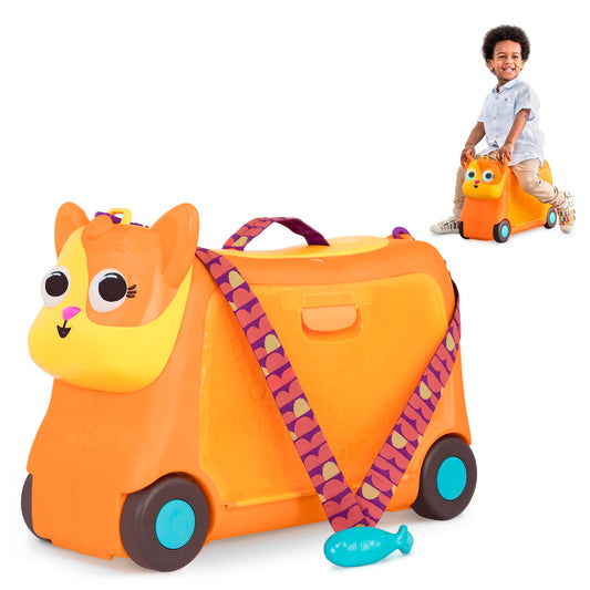 B. toys – On The Go – Lolo Ride-On Suitcase for Kids – Rolling Luggage with Storage Space - Travel & Play – Fun Animal Design for Toddlers 2+ Years