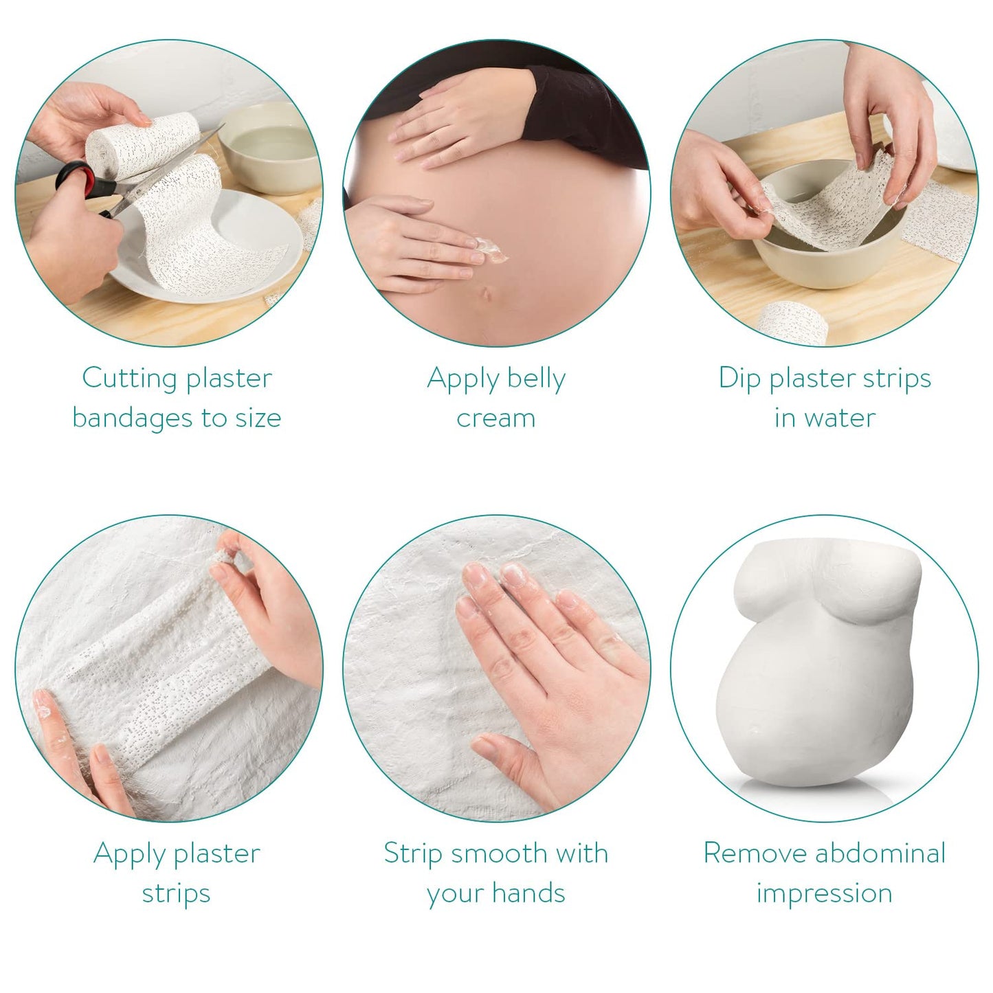 Navaris Plaster Cloth Rolls (L, Pack of 10) - Gauze Bandages for Body Casts, Plaster of Paris for Craft Projects, Belly Casting Kit Pregnancy - Easy Use Wrap Strips - 6" W x 118" L
