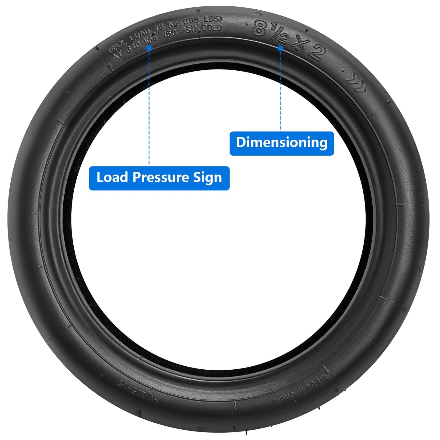 8.5x2.0 Inches Electric Scooter Tires and 50/75-6.1 Heavy Duty Inner Tubes TR4A Straight Valve Compatible with 8 1/2X2 8.5 x 2.0 Gotrax Gxl V2/Xiaomi M365 Electric Scooter Tire and Inner Tubes