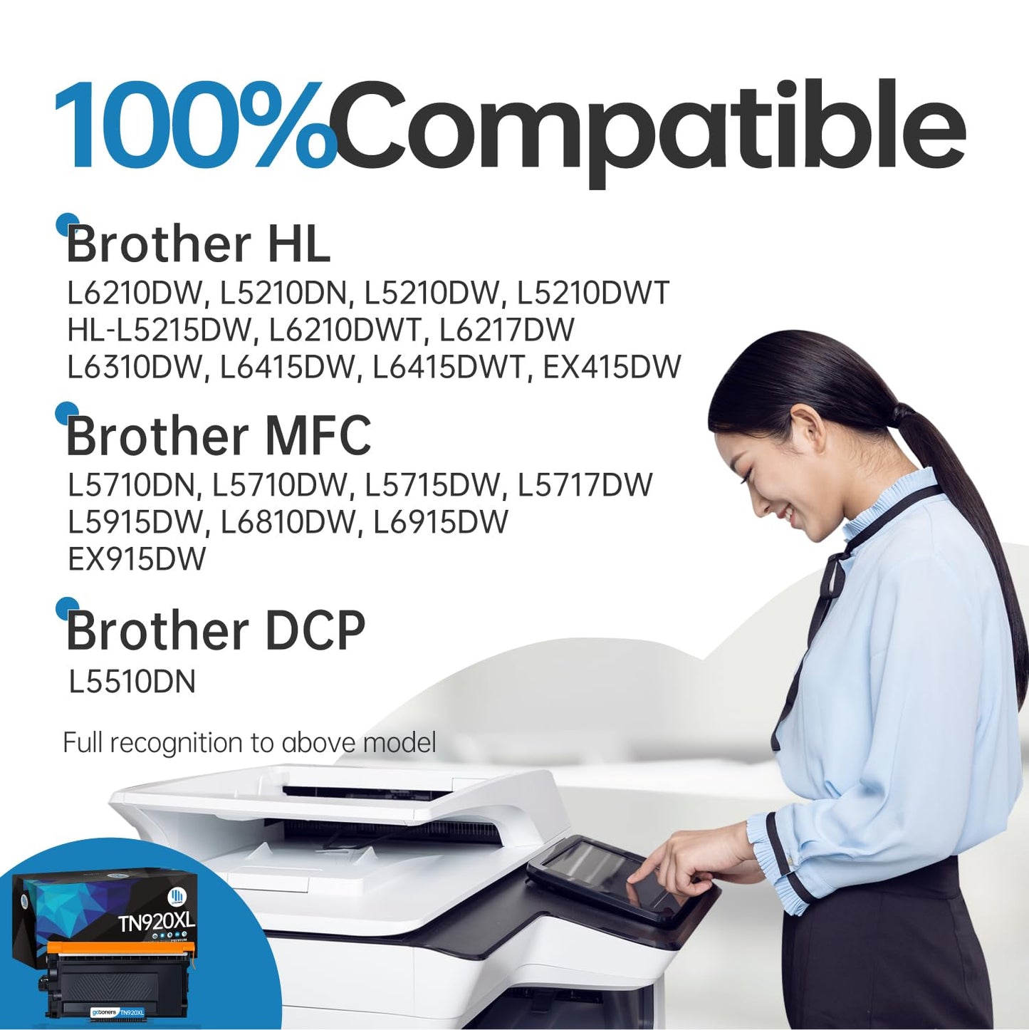 TN920XL TN920 Toner Cartridge for Brother TN920 TN-920 TN920XL TN-920XL Black High Yield (with Chip) Compatible with Bother HL-L5210DW MFC-L5710DW Printer