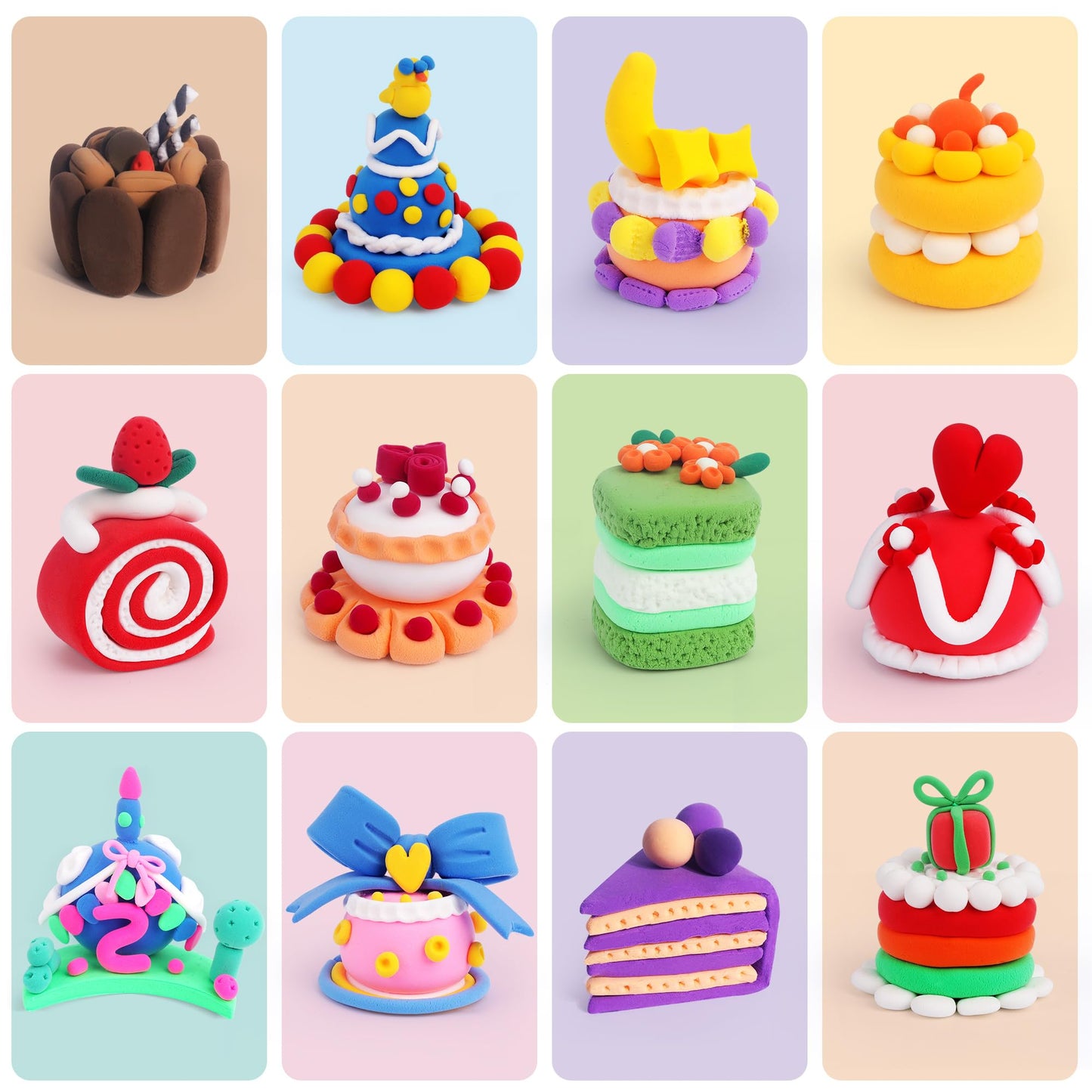 Air Dry Clay for Kids, 12 Boxes Modeling Clay Kit, DIY Molding Clay with Sculpting Tools and Tutorial, Ultra Light, Safe & Non-Toxic, Arts and Crafts Toys Birthday Christmas Gifts for Boys Girls