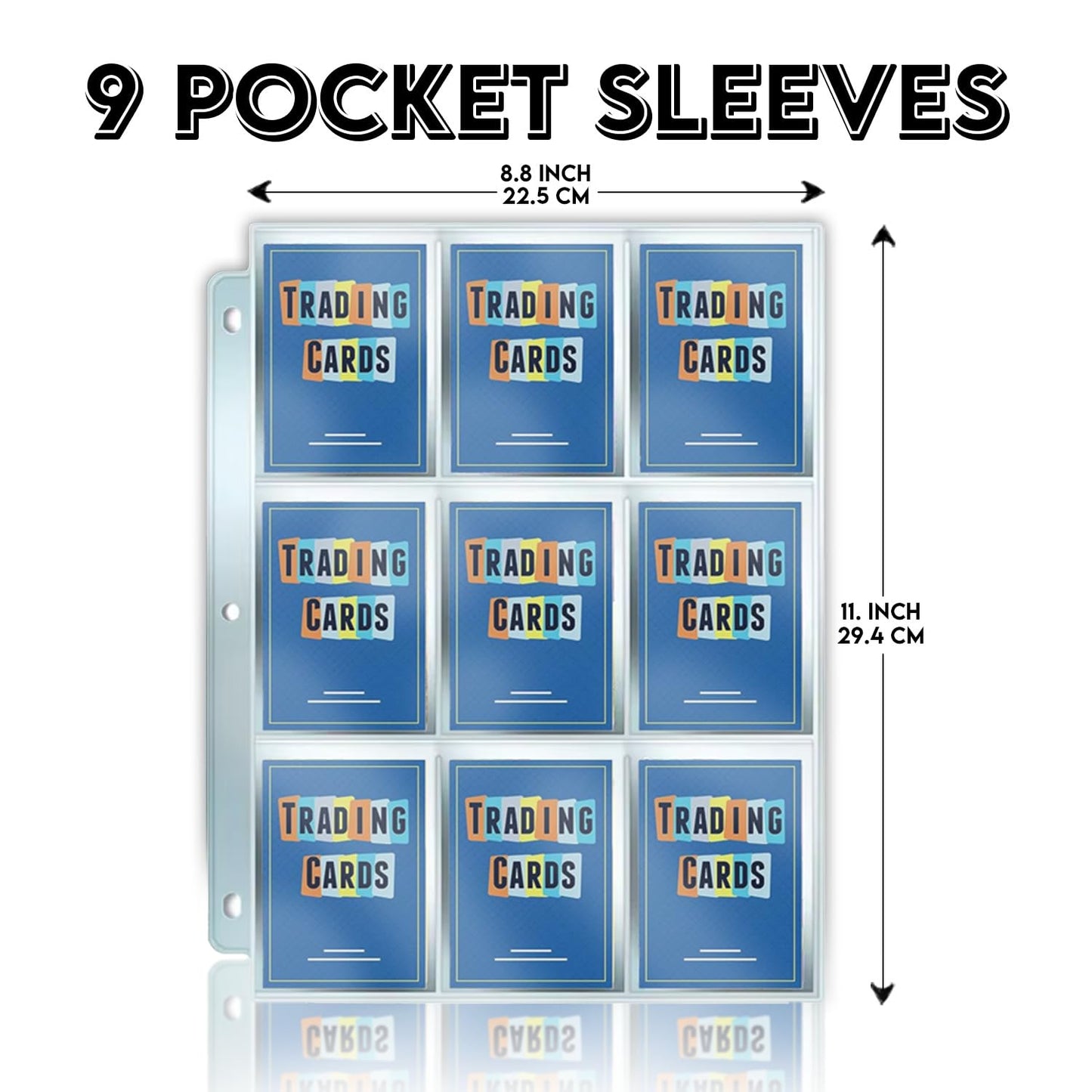 Hockey Card Binder 9 Pocket - Holds 900 Cards with 50 Removable Double-Sided Sleeves, Zipper Closure, Trading Card Binder - Ideal Gift for Boys & Girls (9-Pocket Large)