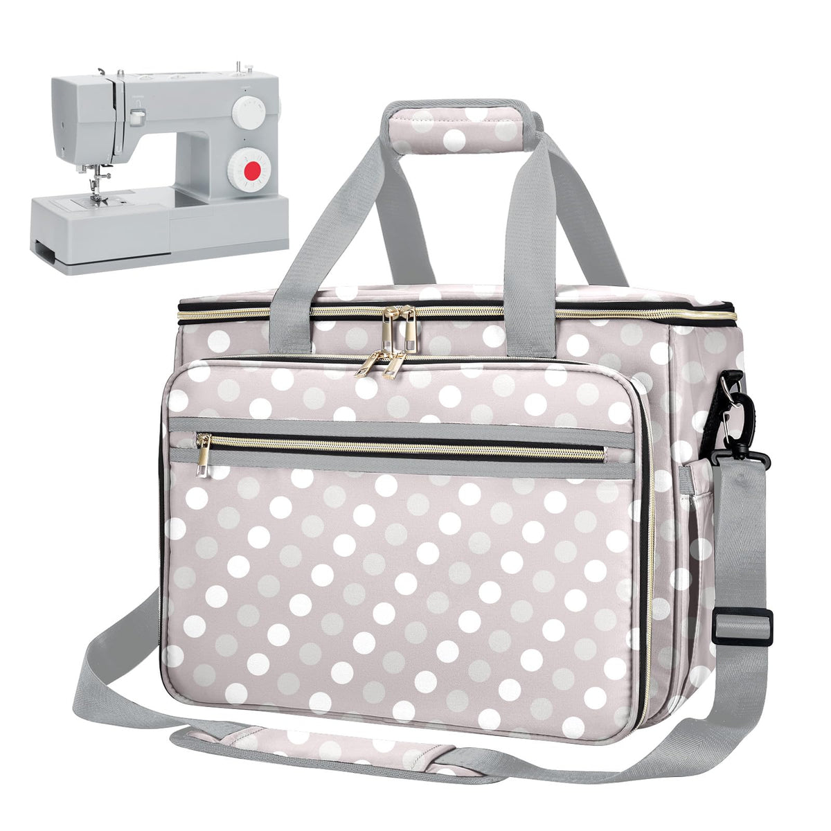 Anitor Sewing Machine Case with Removable Bottom Padding, Sewing Machine Bag Fits Most Standard Sewing Machines and Storage Sewing Accessories, for Singer, Brother, Janome, Round Dot，(Bag Only)