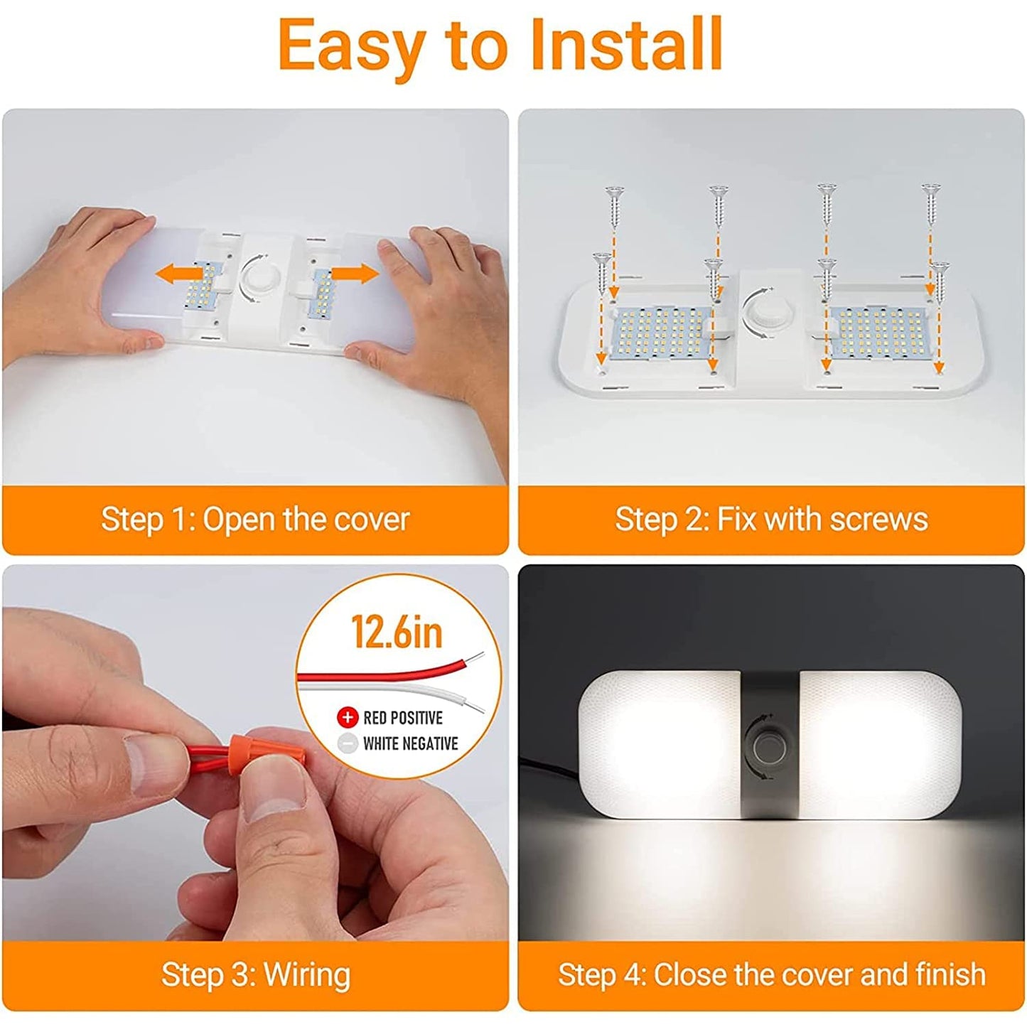 12V LED RV Lights with ON/Off Switch -Dimmable 3 Color Temperature 10W 1000LM, Interior Lighting for RV Van Trailer Camper Boat - Pack of 4