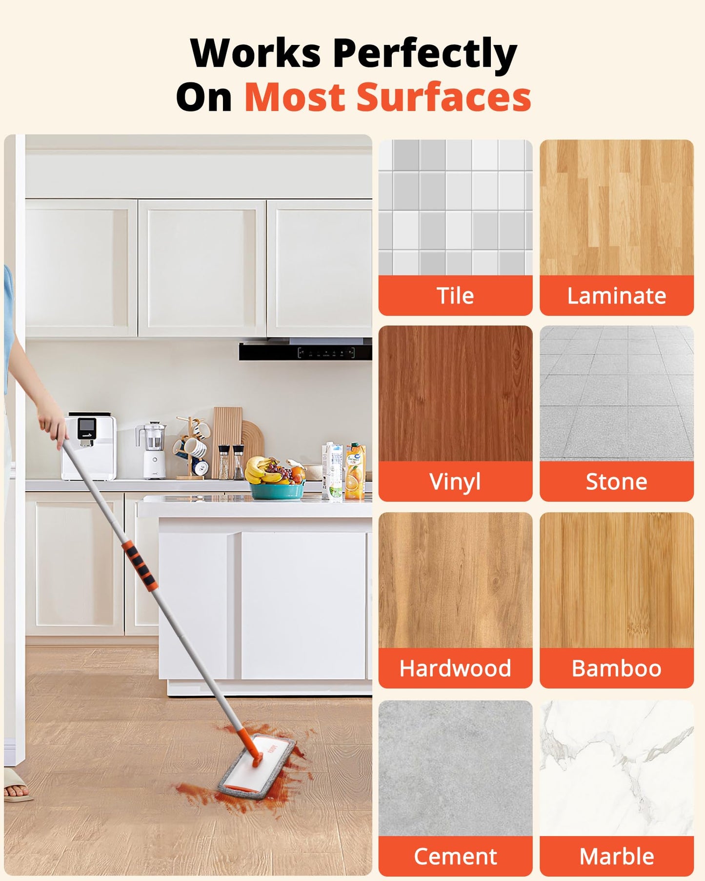 RXIDY Microfiber Mop 18" Large Flat Mop with 4 Reusable Washable Pads Professional Floor Mops with Aluminum Handle Wet and Dust Mops for Laminate Vinyl Tile Hardwood Floor Cleaning