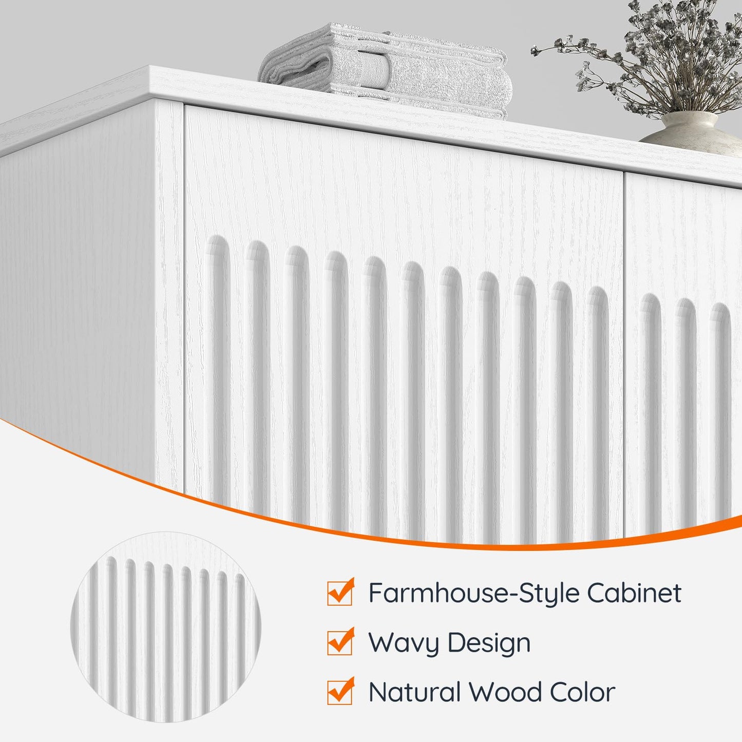 HOOBRO Bathroom Wall Cabinet, Farmhouse Medicine Cabinet, Wall Mounted Bathroom Cabinet with Towel Rack, Adjustable Shelf, for Small Spaces, Bathroom, Kitchen, White WW135CW01