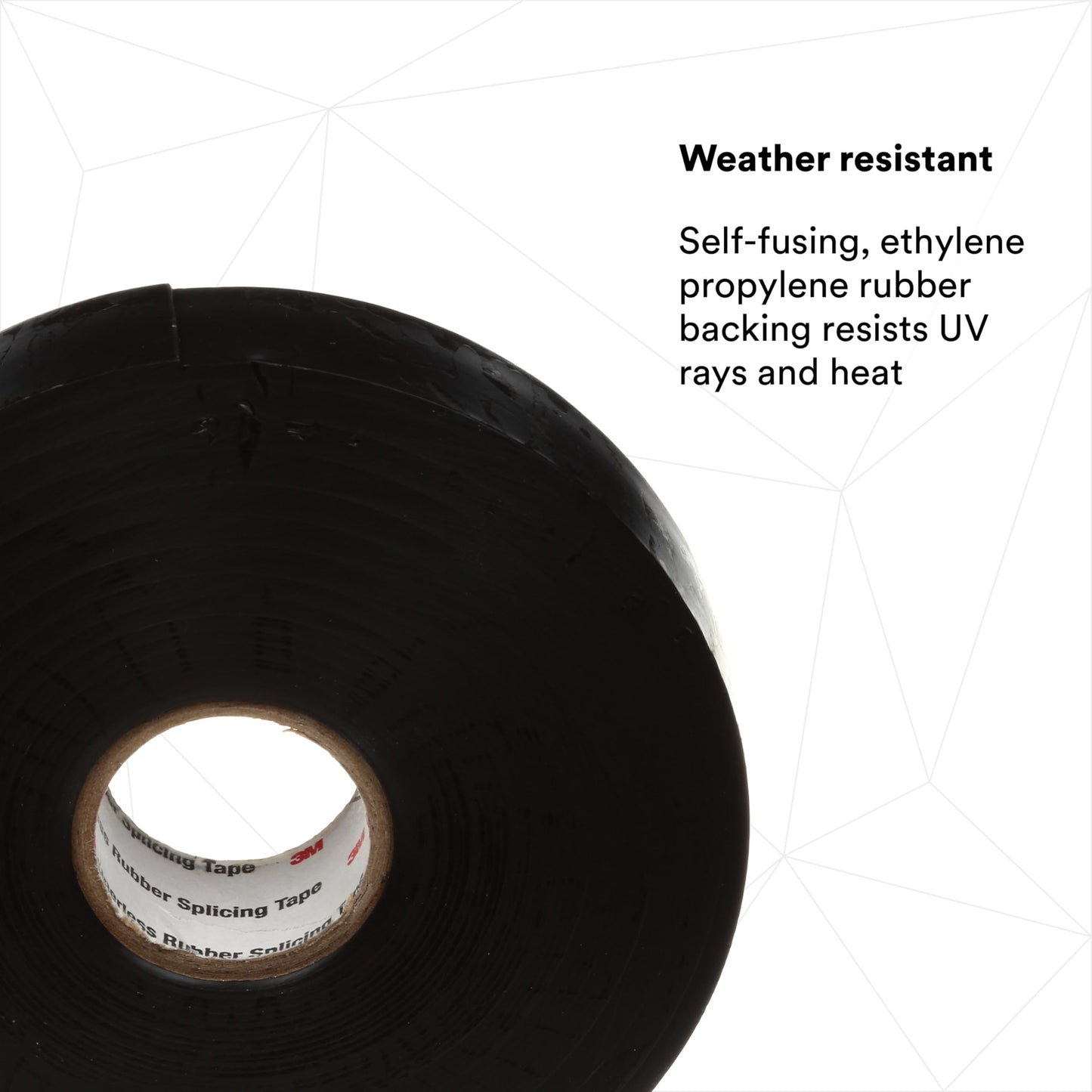 3M Linerless Electrical Rubber Tape 2242, 1-1/2 in x 15 ft, 1 in core, Black, General Purpose Self-Fusing Insulating Tape, 1 Roll