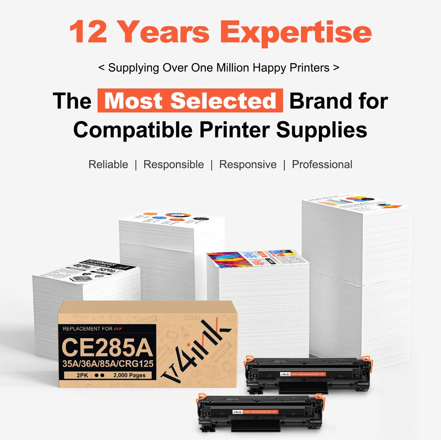 85A CE285A Toner Cartridge Replacement for HP 85A CE285A P1102w Toner Cartridge Compatible with HP LaserJet Pro P1102w P1102 P1109 P1109w M1212nf M1217nfw Printer(Black 2Pack)