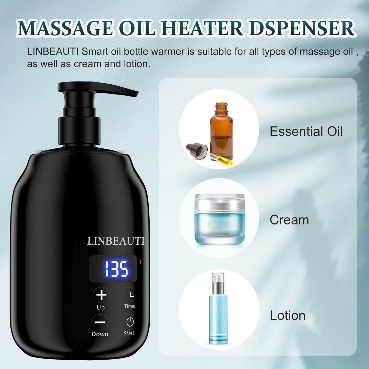 Massage Oil Warmer with Two Oil Bottle Dispenser, Lotion Bottle Warmer Dispenser Heater, Smart Touch Key Electric Warm Lotion Dispenser, Lube Gel Cream Warmer for Home Pro Salon Spa Massage (black)