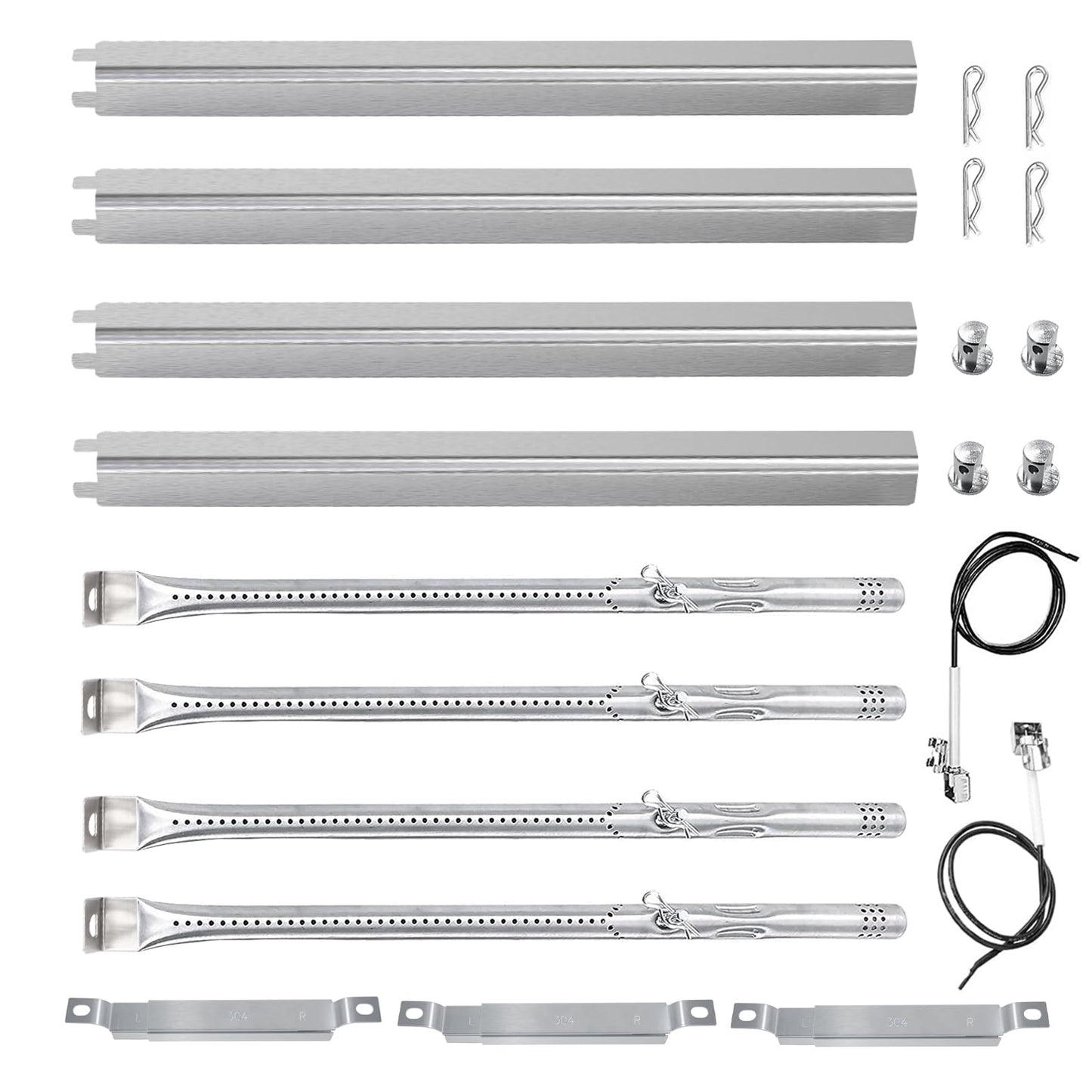 Welbocom 15.4" Grill Burner Kit for Charbroil Performance II 4 & 3 Burner Grills 463352521 463354021 463365021; Charbroil Grill Replacement Parts;Char Broil Burner Replacement;Heat Shield (4-Burner)