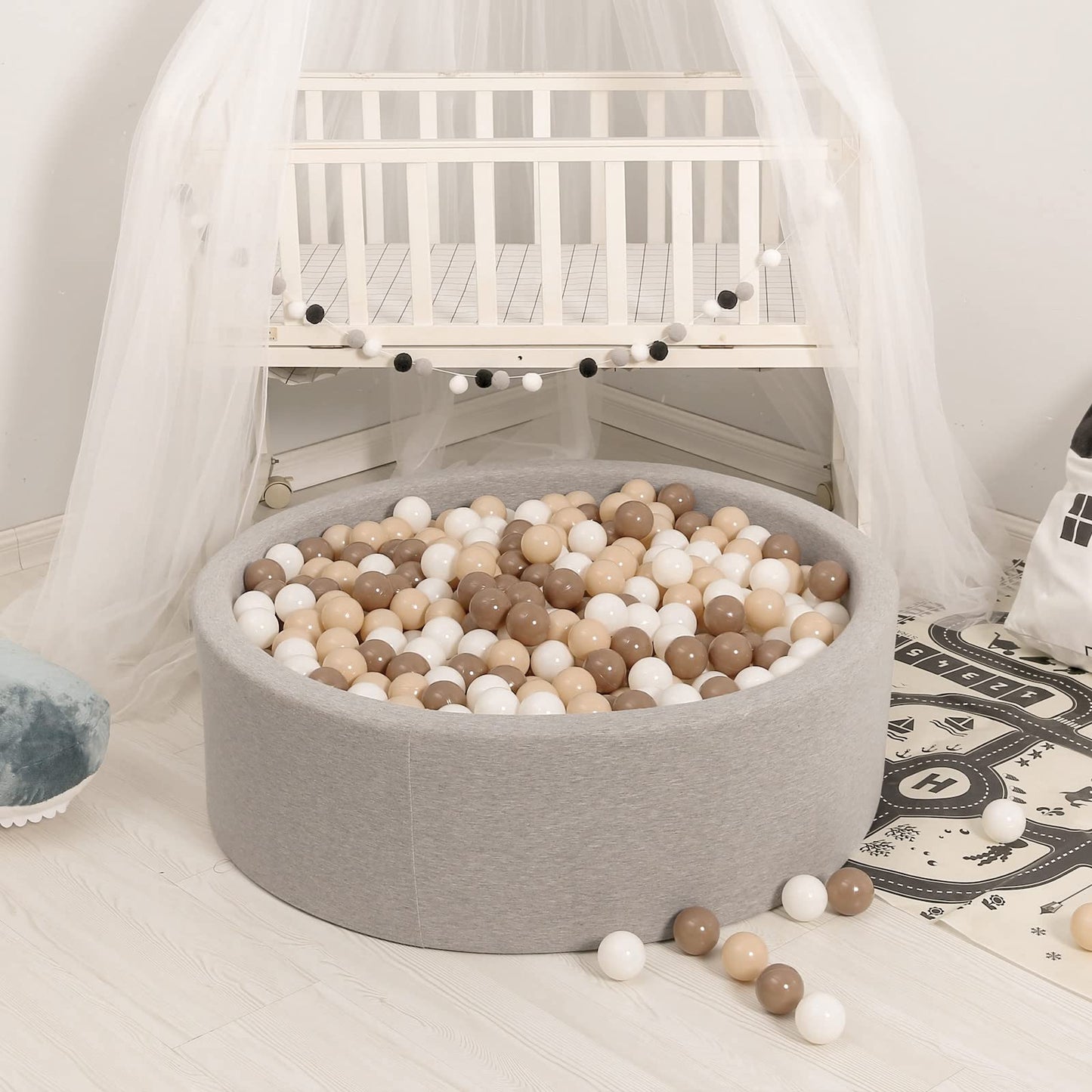 GOGOSO Ball Pit Balls Plastic PlayBalls for Toddlers Kids Playpen BPA Phthalate Free Crush Proof Birthday Decor,2.4inch 80pcs Brown Beige