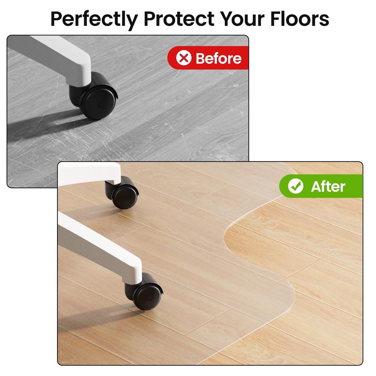 Delamu Office Chair Mat for Hardwood Floor, Clear Under Desk Chair Mats for Rolling Chairs, Plastic PVC Floor Protector for Office Home (Only for Hard Floor) (Clear, 48 * 60in)