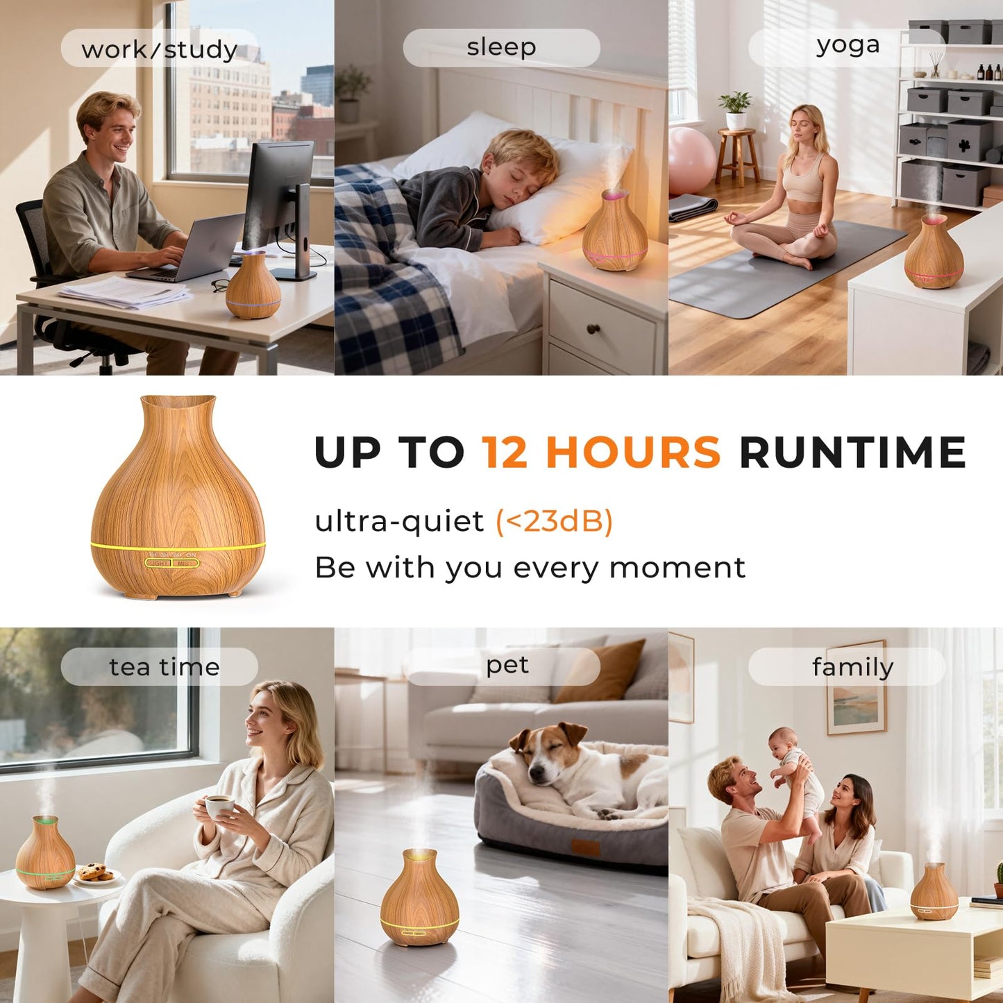 BZseed Aromatherapy Essential Oil Diffuser,2 PCS Humidifier with 550ml Lasting Mist Output Waterless Auto-Off Ultrasonic Diffusers 7 Color LED Lights Cool Mist Humidifier for Large Room, Home
