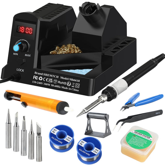 100W Soldering Station Digital Display Soldering Iron Kit 12-in-1 Adjustable Temperature 180°C to 480°C