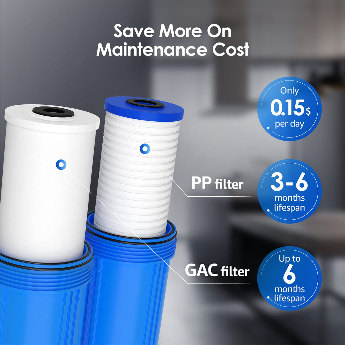 Waterdrop FXHTC AP810 10" x 4.5" Whole House Water Filter, Replacement for GE® FXHTC, 3M® AP810, Culligan® RFC-BBSA, W50PEHD, GXWH40L, GXWH35F, Dupont WFHD13001, Pentek® R50-BB