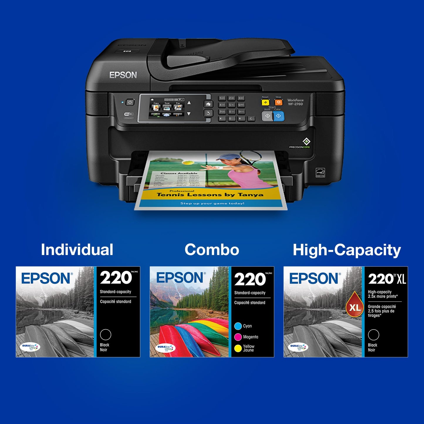 Epson T220120-BCS 220, Black and Colour Ink Cartridges, C/M/Y/K 4-Pack