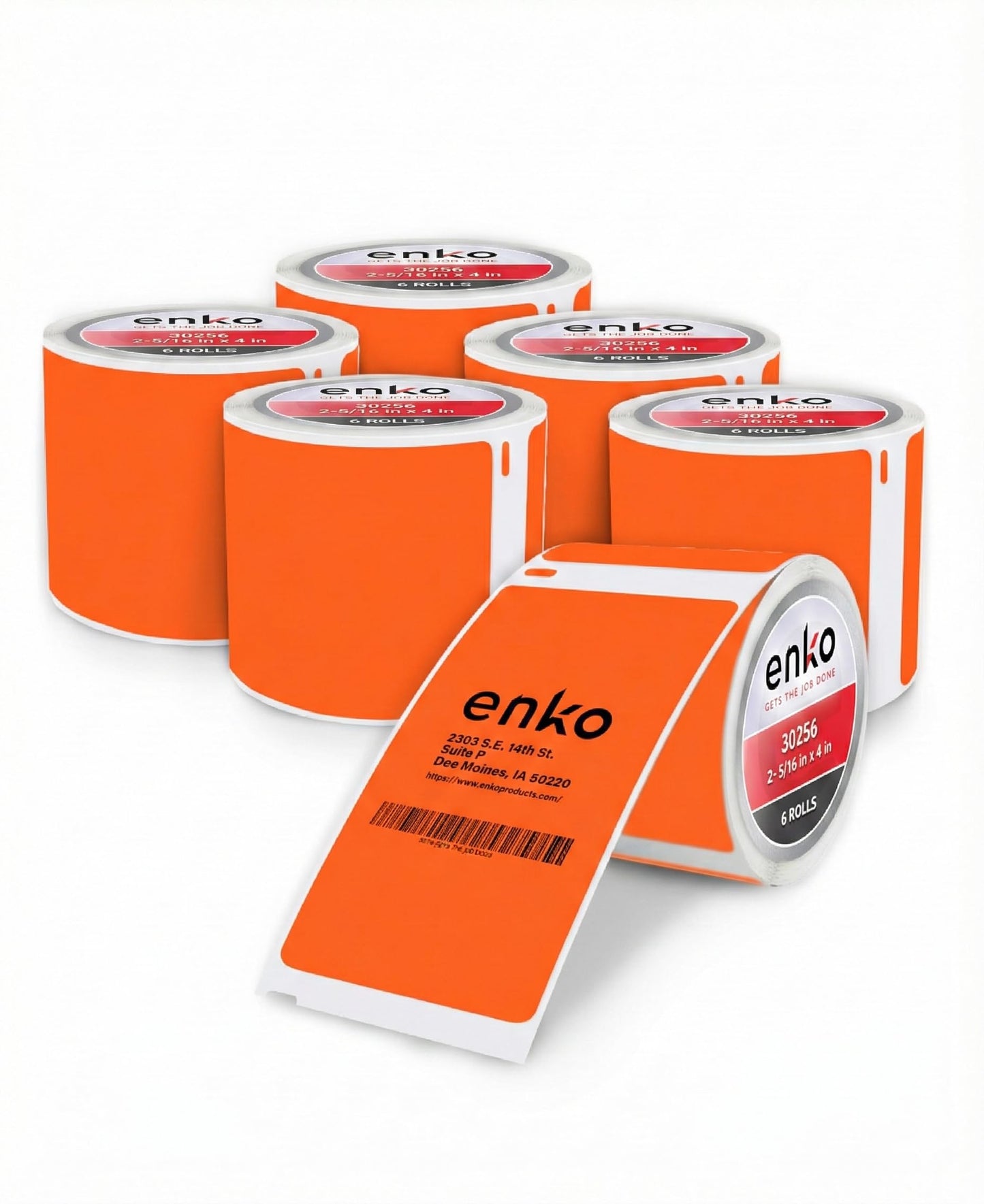 enKo 6-Rolls (1800 Labels) Orange Compatible for Dymo 30256