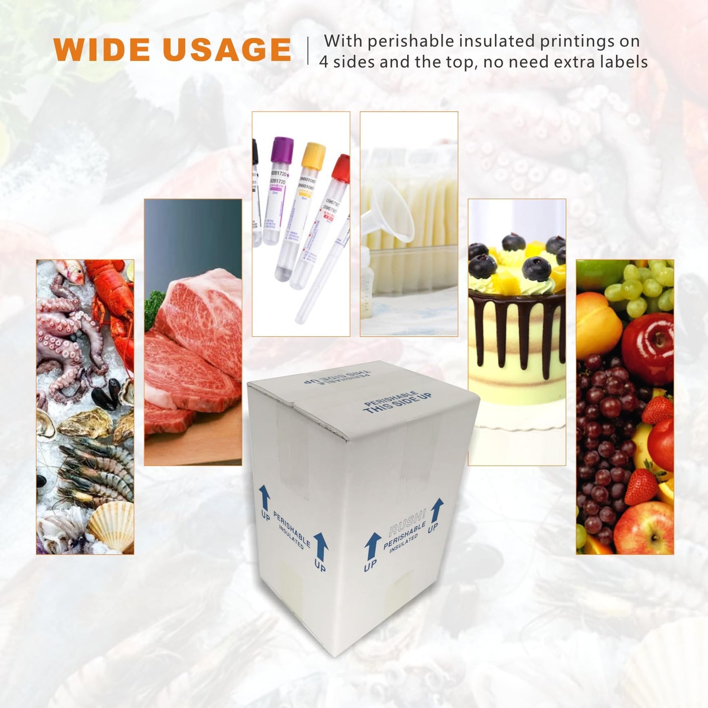 CH-BOX Insulated Shipping Boxes with Liners, 8 Pack 7'' x 6'' x 10'' Small Cold Shipping Boxes, for Perishable Frozen Food Shipping, White (TB7610L-8)