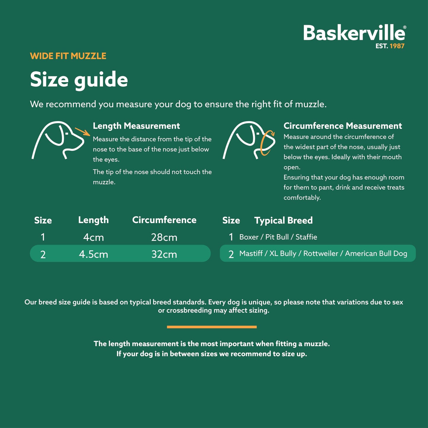 Baskerville Wide Fit Muzzle - for Large Broad Nosed Dogs, Boxer, Rottweilers, Breathable, Dog can Pant and Drink, Prevents Biting, Dog Training Muzzle for Medium and Large Dogs (Size 2)