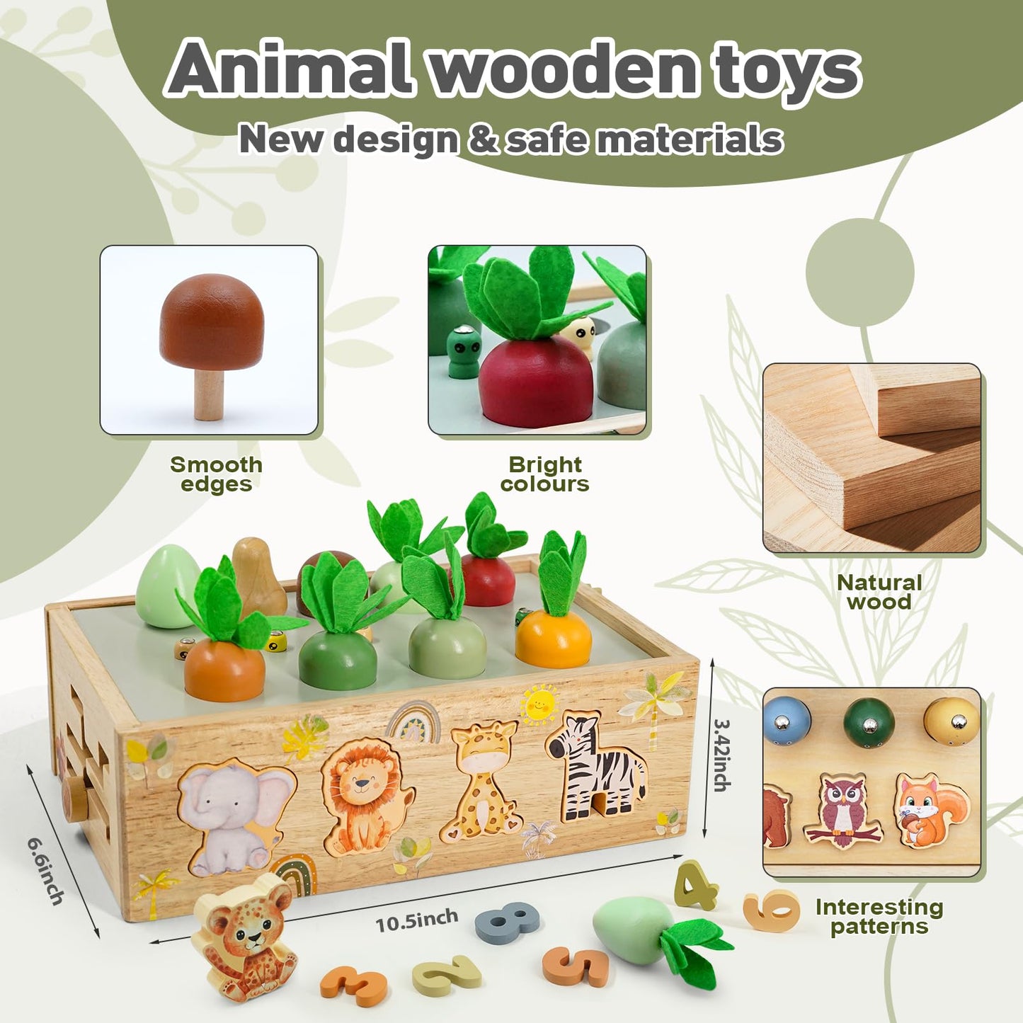 Montessori Toys for 1 Year Old - Educational Wooden Toys for Toddlers 1-3 Years Old Boys Girls,Wooden Animal Shape Sorting Toy Fine Motor Skills,1st Year Birthday Gifts for 1 2 3year Old boy Girl