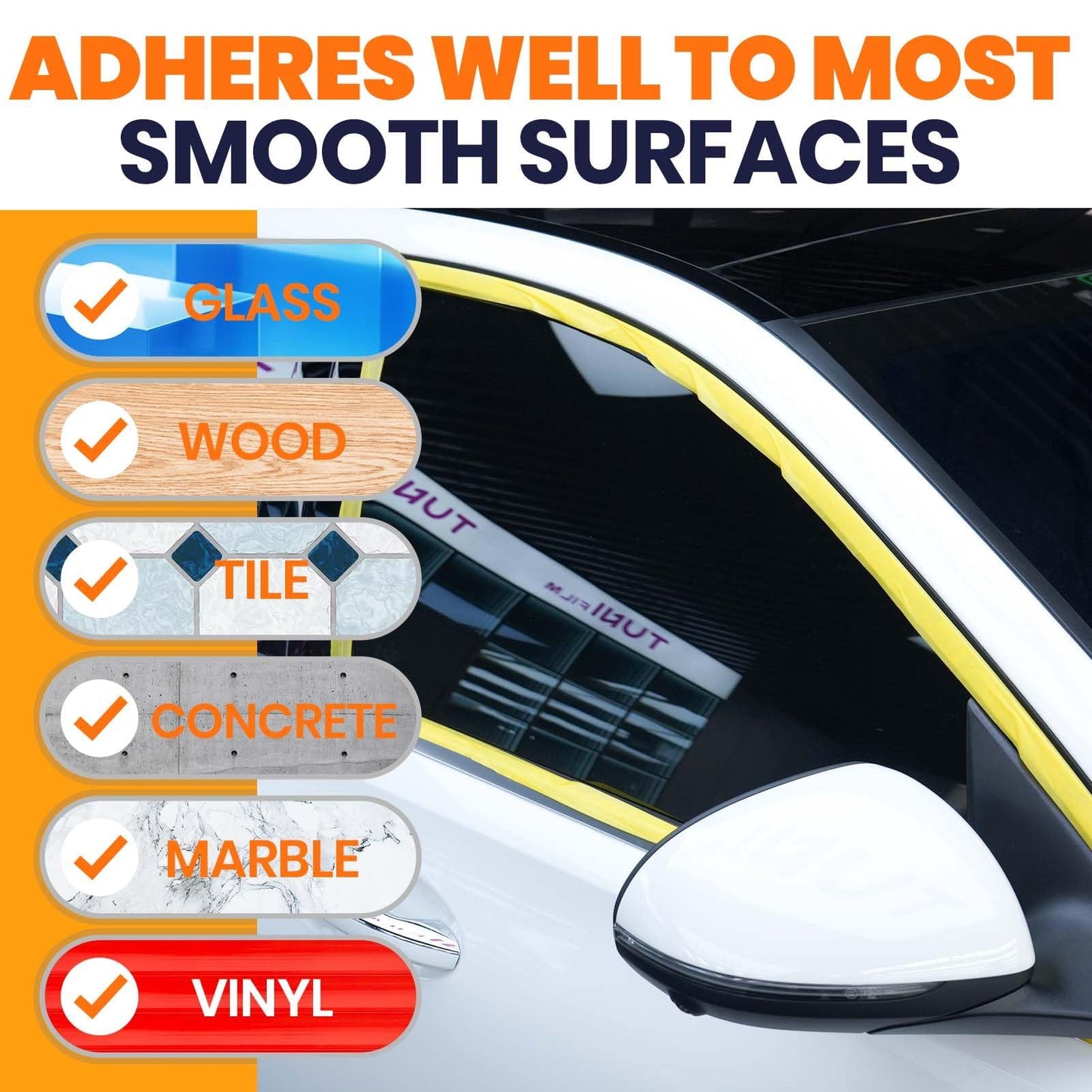 ADHES Orange Washi Masking Tape, 1.2in x 60yds x 6rolls, Paint & Surface Protection Tape, Easy Tear, No Residue Painters Tape for DIY, Home, Wall, Furniture, Craft Projects