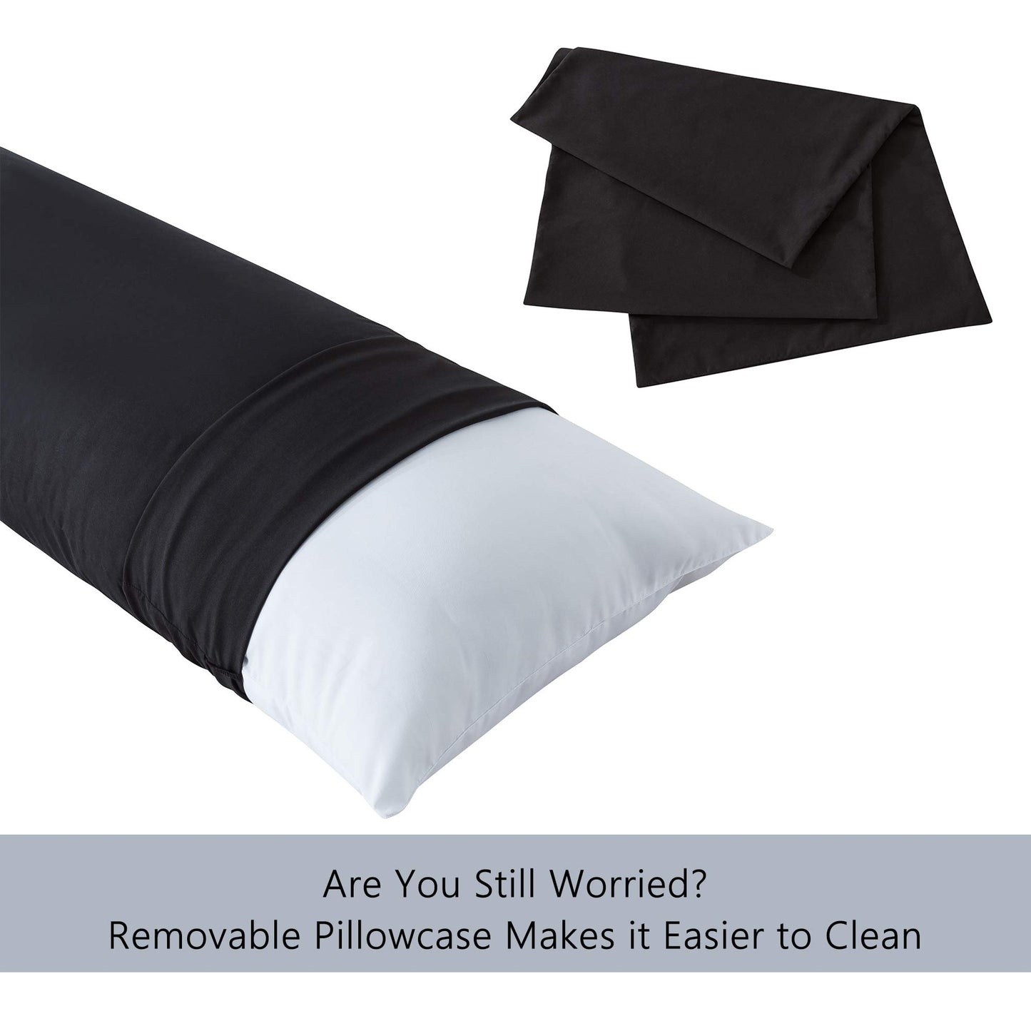 ELNIDO QUEEN Body Pillow with Pillowcase-Soft Long Bed Pillow for Adults-Breathable Full Body Pillow Insert for Sleeping,20x54inches-Black