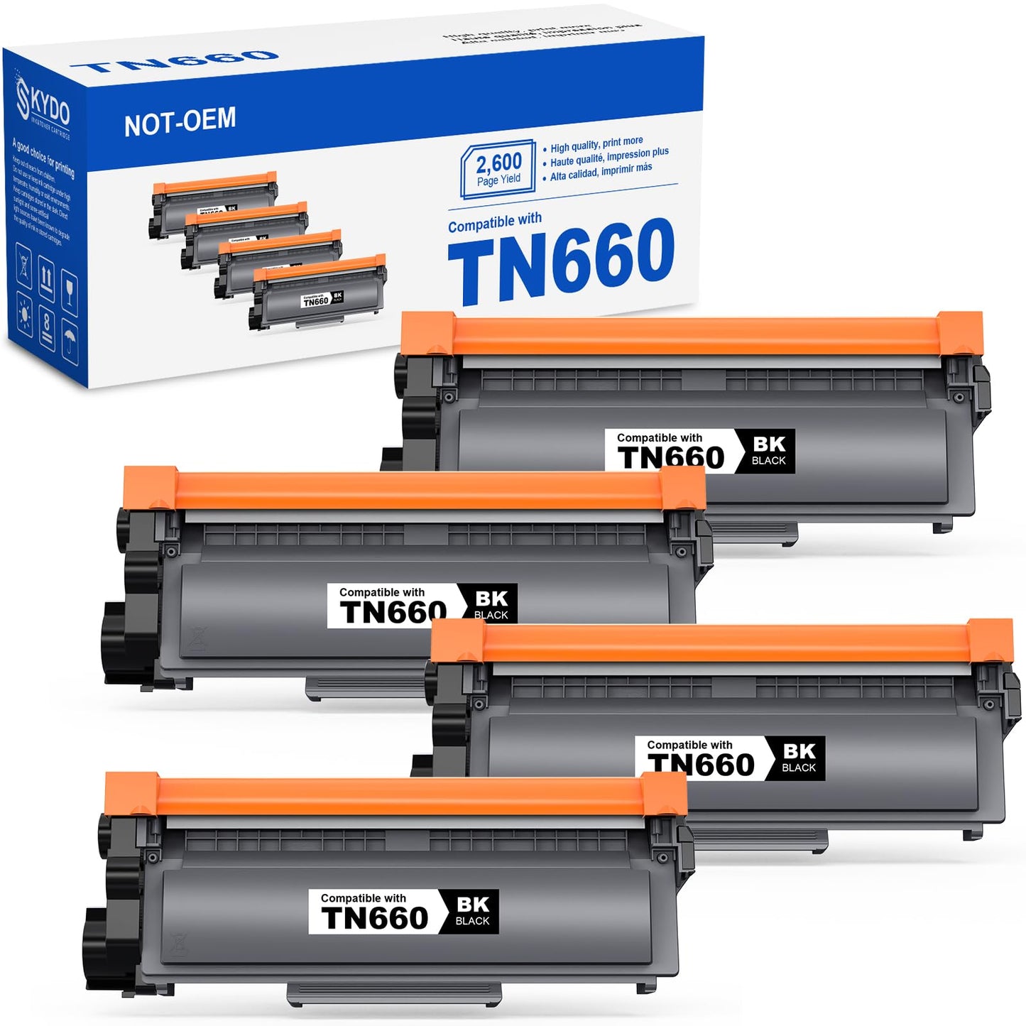 (4-Black) TN660 Toner Cartridge Replacement for TN660 TN630 TN-660 TN-630 Work with DCP-L2520DW DCP-L2540DW HL-L2320D HL-L2360DW HL-L2380DW MFC-L2700DW MFC-L2720DW Printer Toner