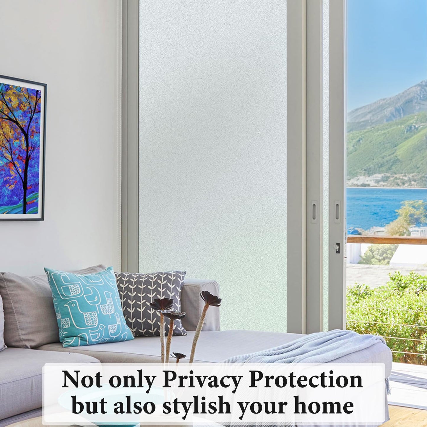 DUOFIRE Privacy Window Film Natural Frosted Glass Film Static Cling Glass Film No Glue Anti-UV Window Sticker Non Adhesive for Privacy Office Meeting Room Bathroom Living Room(0.6M X 2M) DS001