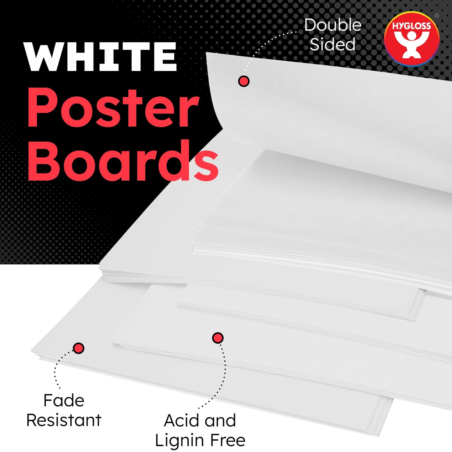 Hygloss Medium Poster Board 11x14-100 Poster Boards Bulk Pack - 10 Pt. Thickness White Poster Board Paper for Projects, Presentations, Displays, Signs, Crafts - Blank Posterboard Multipack 11" x 14"