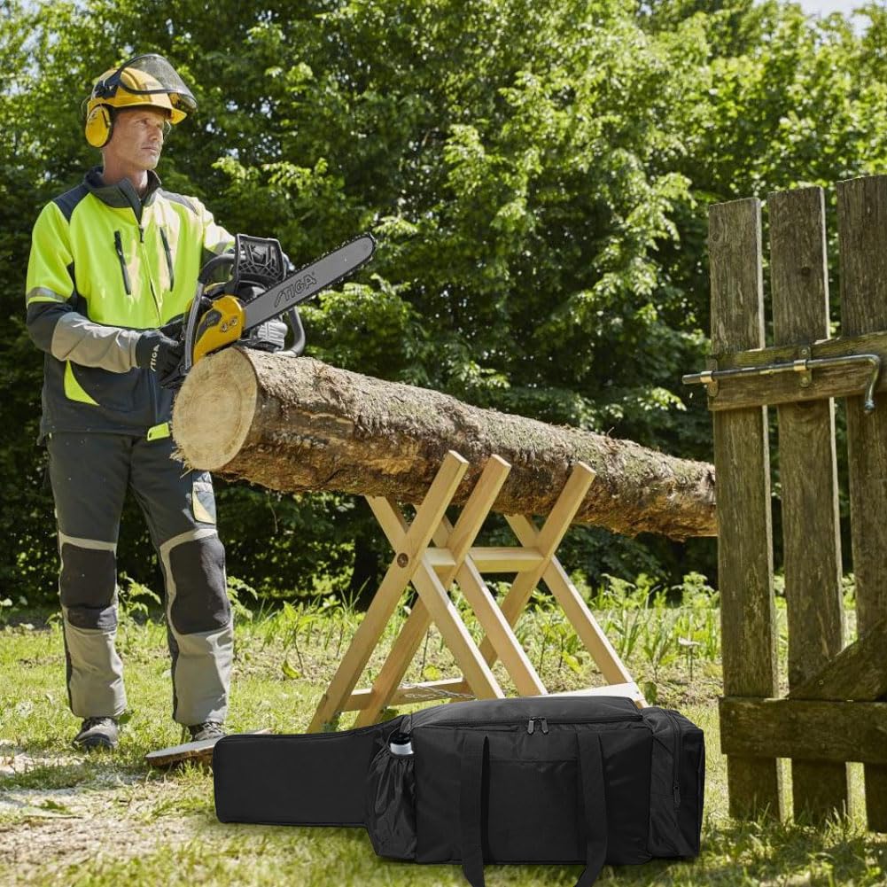 Ajyingasyo Chainsaw Bag, Padded Water Resistant Chainsaw Carrying Case Compatible with EGO, Dewalt, Greenworks 14", 16" & 18" Cordless Power Chainsaw & Accessories