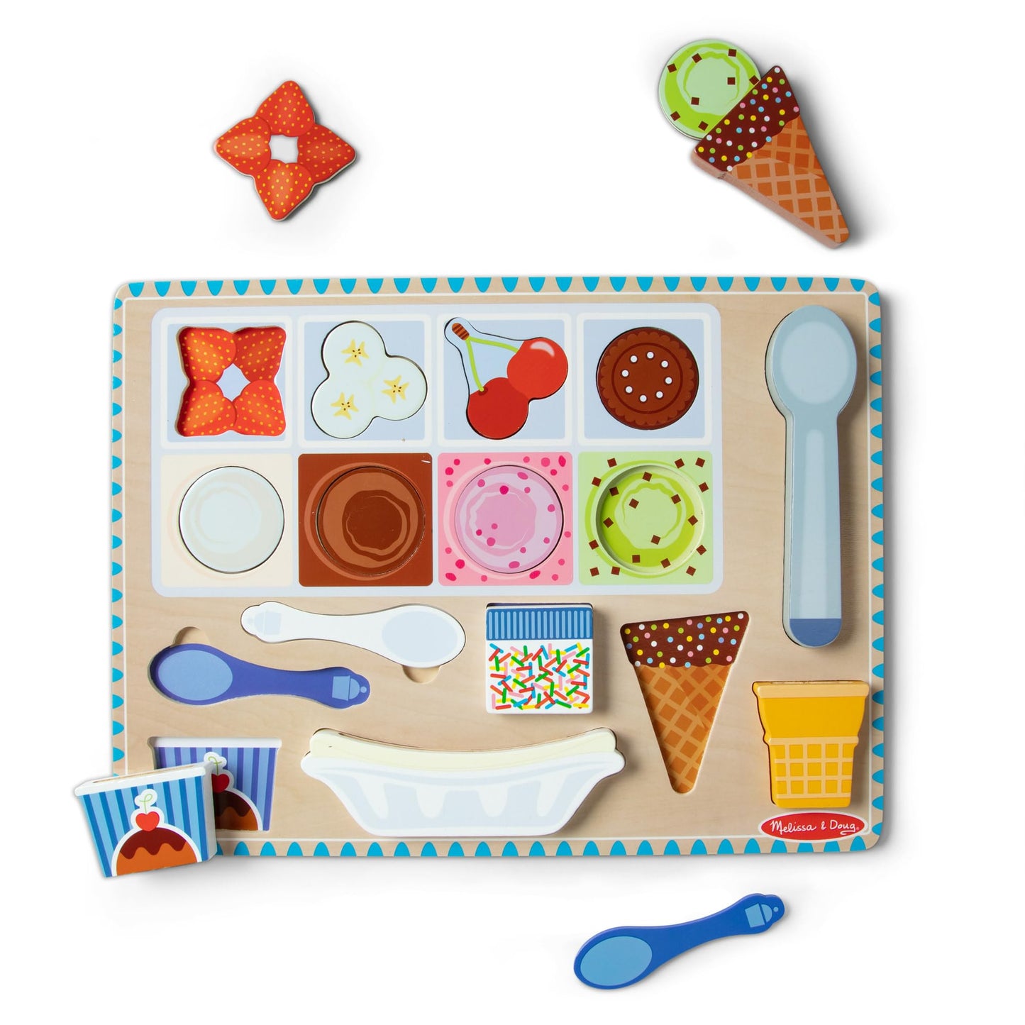 Melissa & Doug Ice Cream Wooden Magnetic Puzzle Play Set, 16 Magnet Pieces, Play Food Toy for Boys and Girls Ages 2+